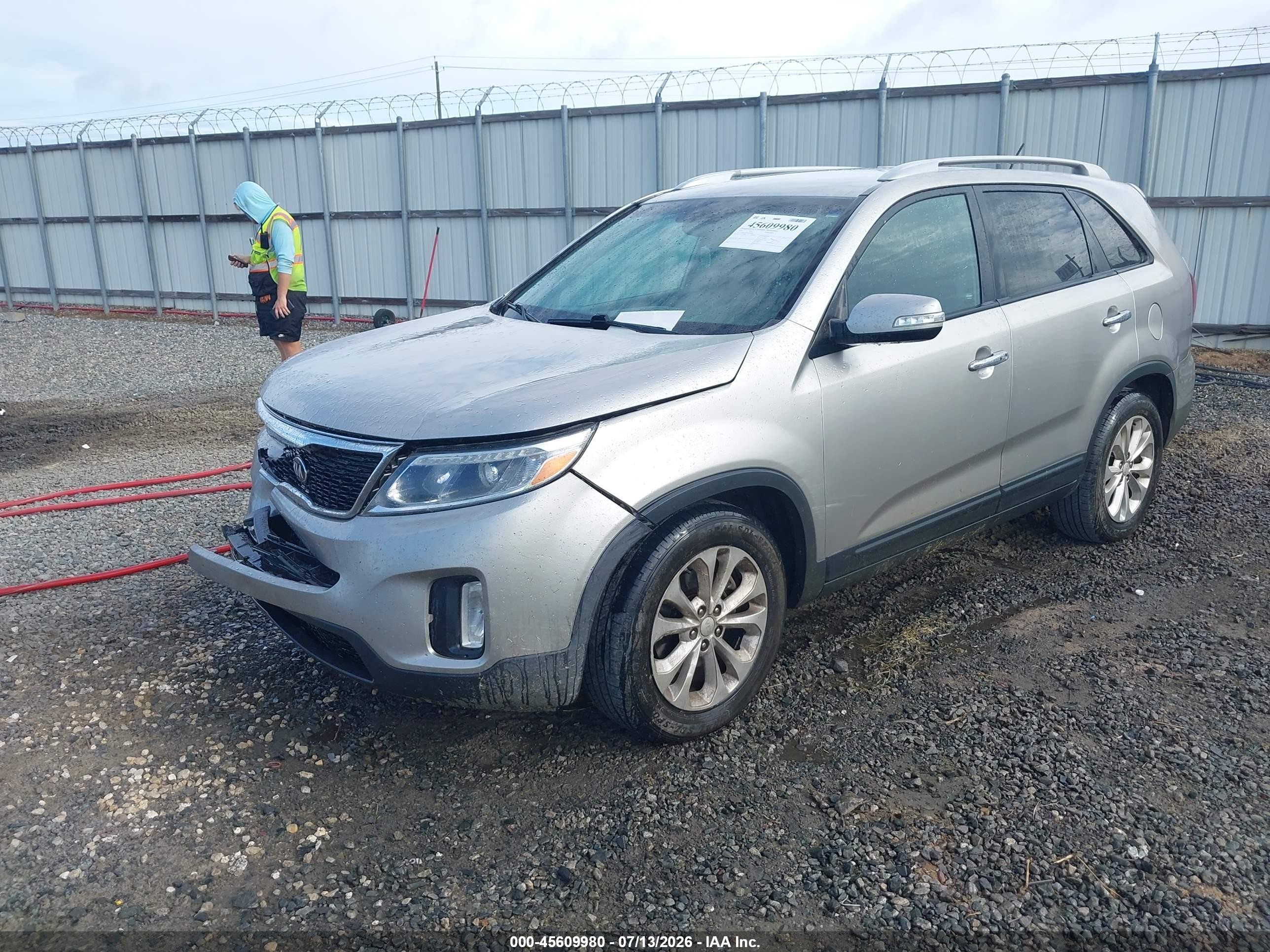 2014 Kia Sorento Ex V6 Silver vin: 5XYKU4A77EG498926