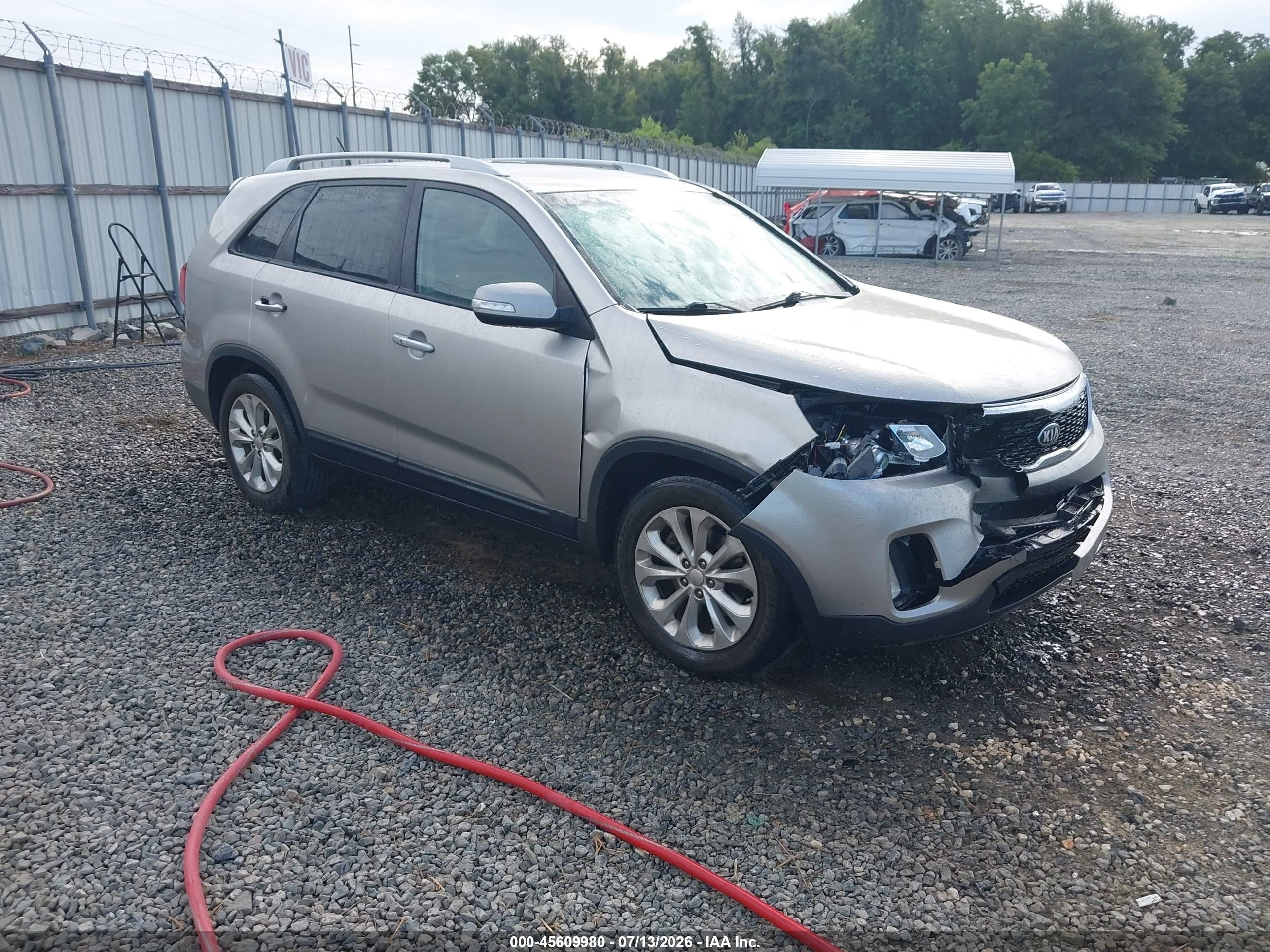 2014 Kia Sorento Ex V6 Silver vin: 5XYKU4A77EG498926