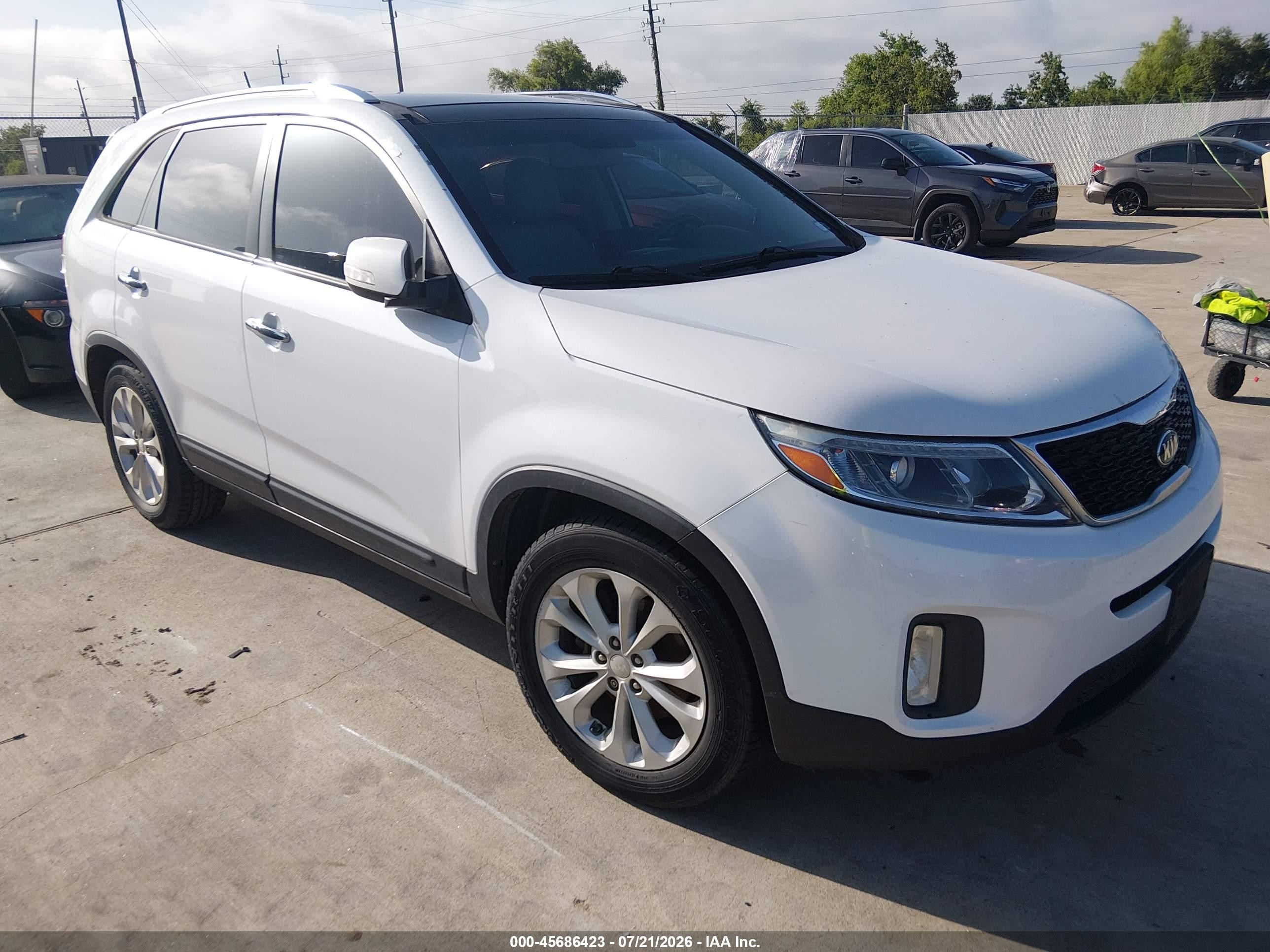 2015 Kia Sorento Ex V6 White vin: 5XYKU4A77FG597926