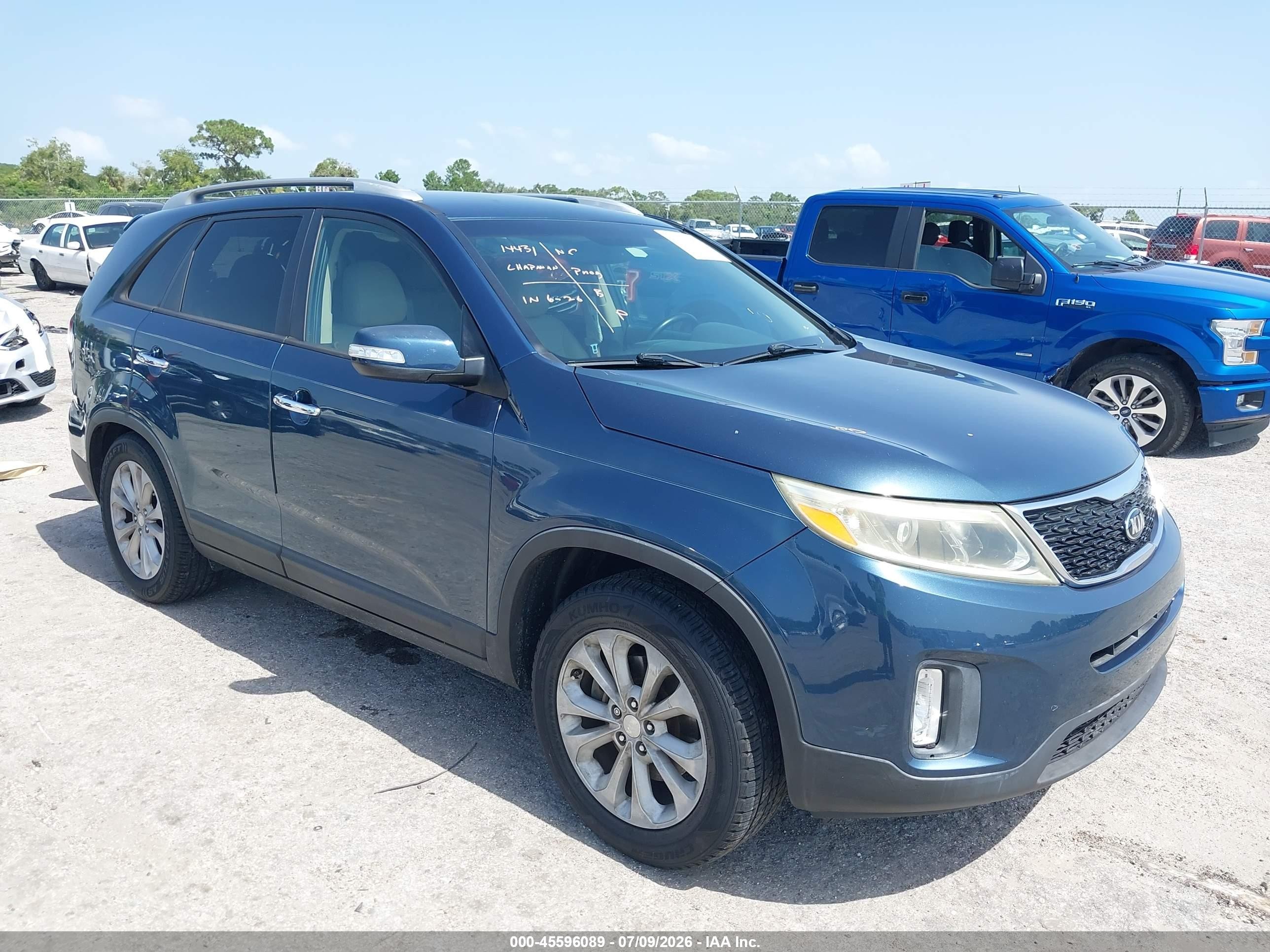 2014 Kia Sorento Ex V6 Blue vin: 5XYKU4A78EG534039