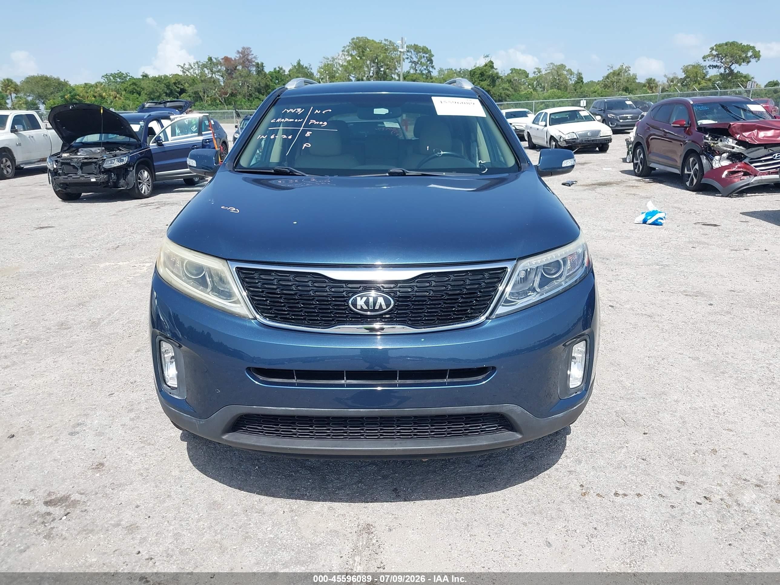 2014 Kia Sorento Ex V6 Blue vin: 5XYKU4A78EG534039