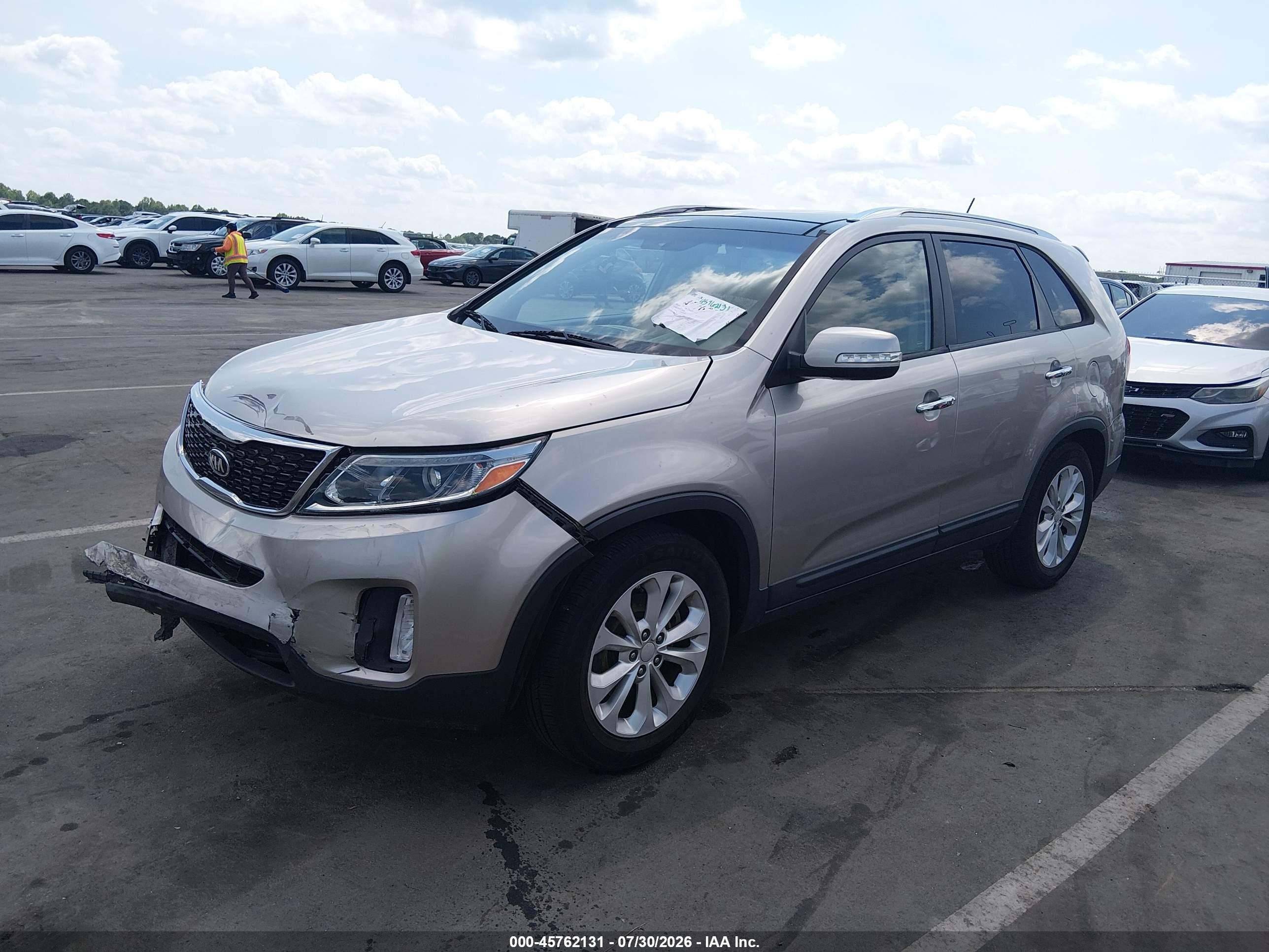 2014 Kia Sorento Ex V6 Silver vin: 5XYKU4A7XEG453379