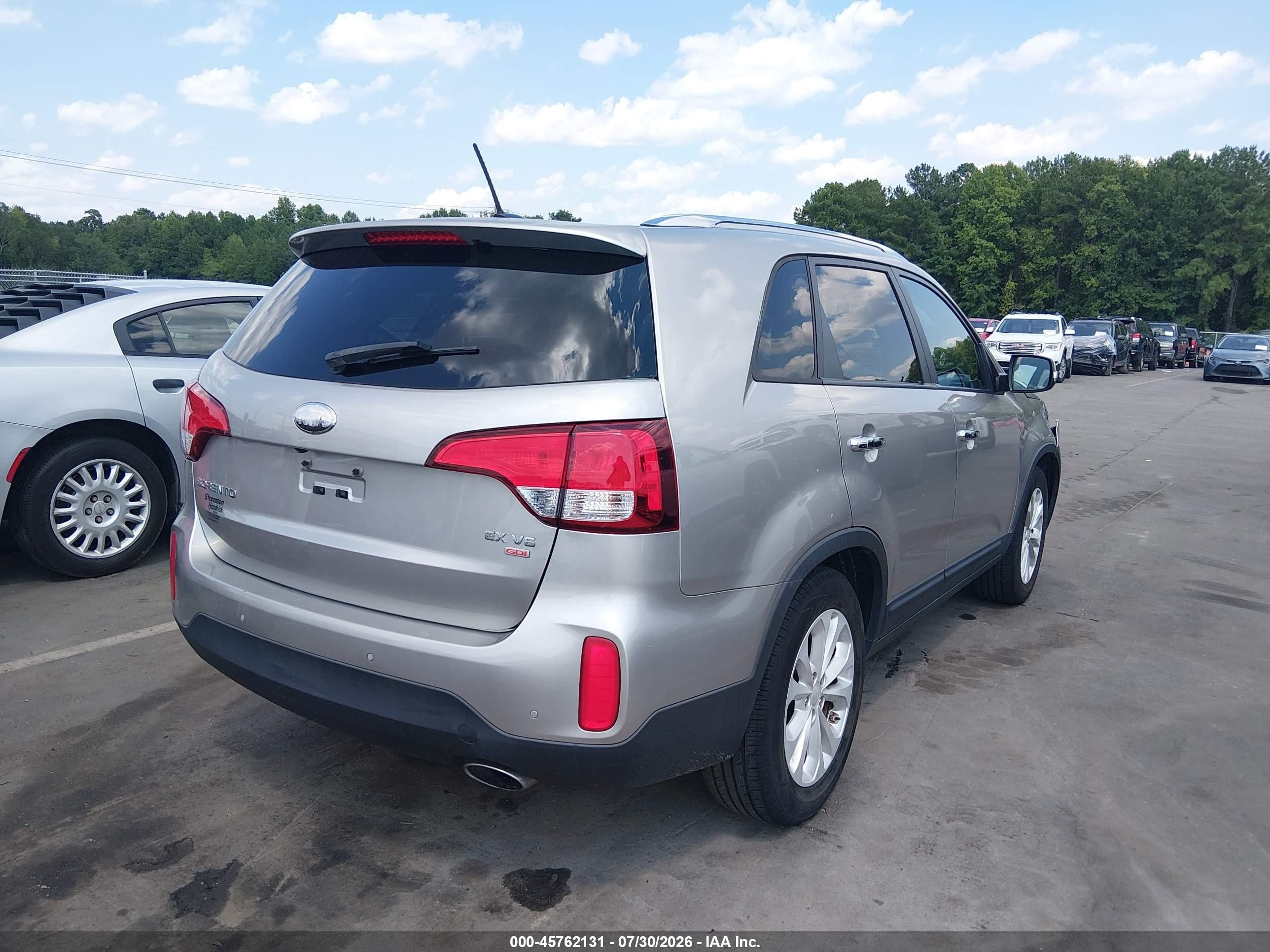 2014 Kia Sorento Ex V6 Silver vin: 5XYKU4A7XEG453379