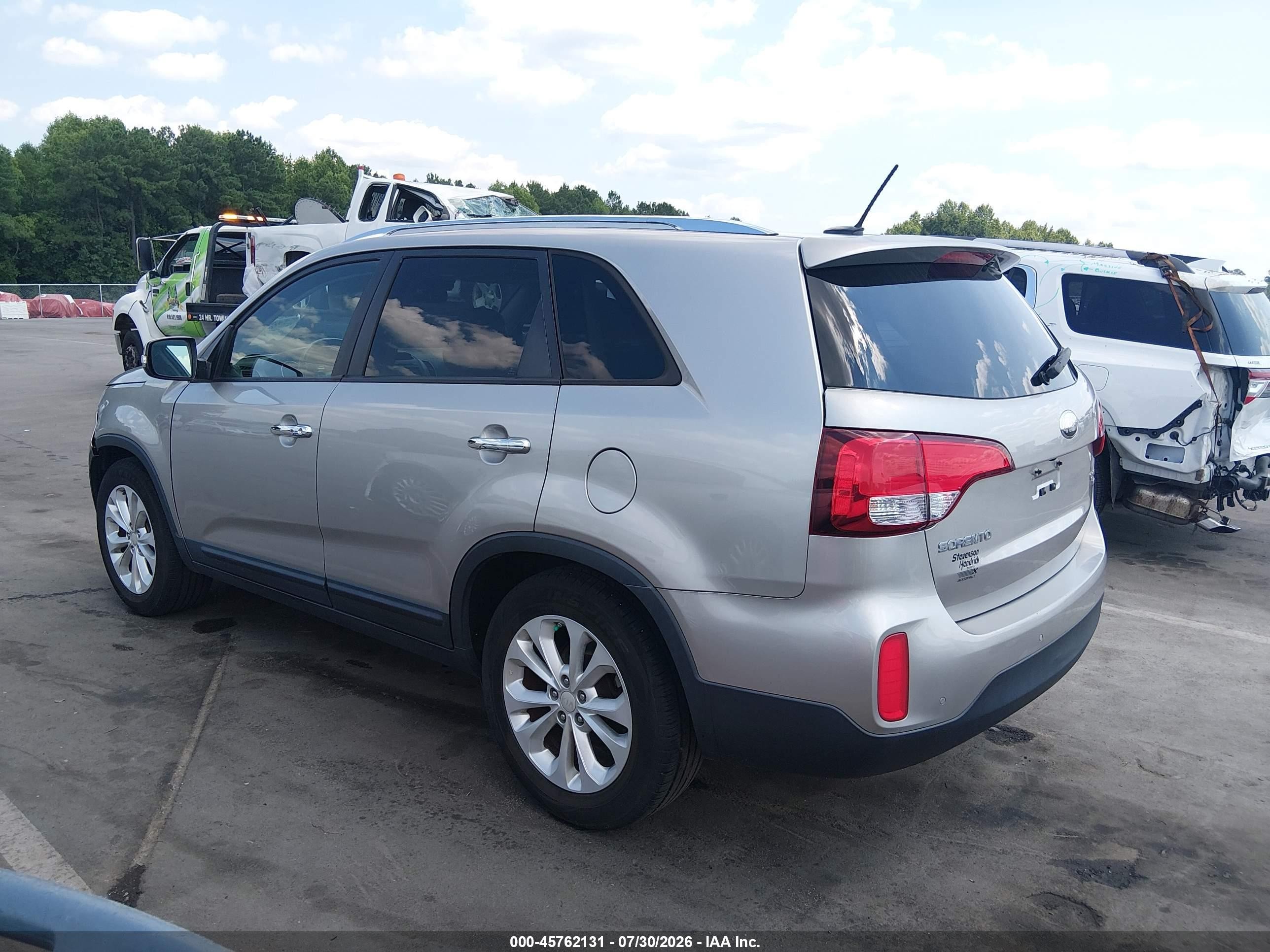2014 Kia Sorento Ex V6 Silver vin: 5XYKU4A7XEG453379