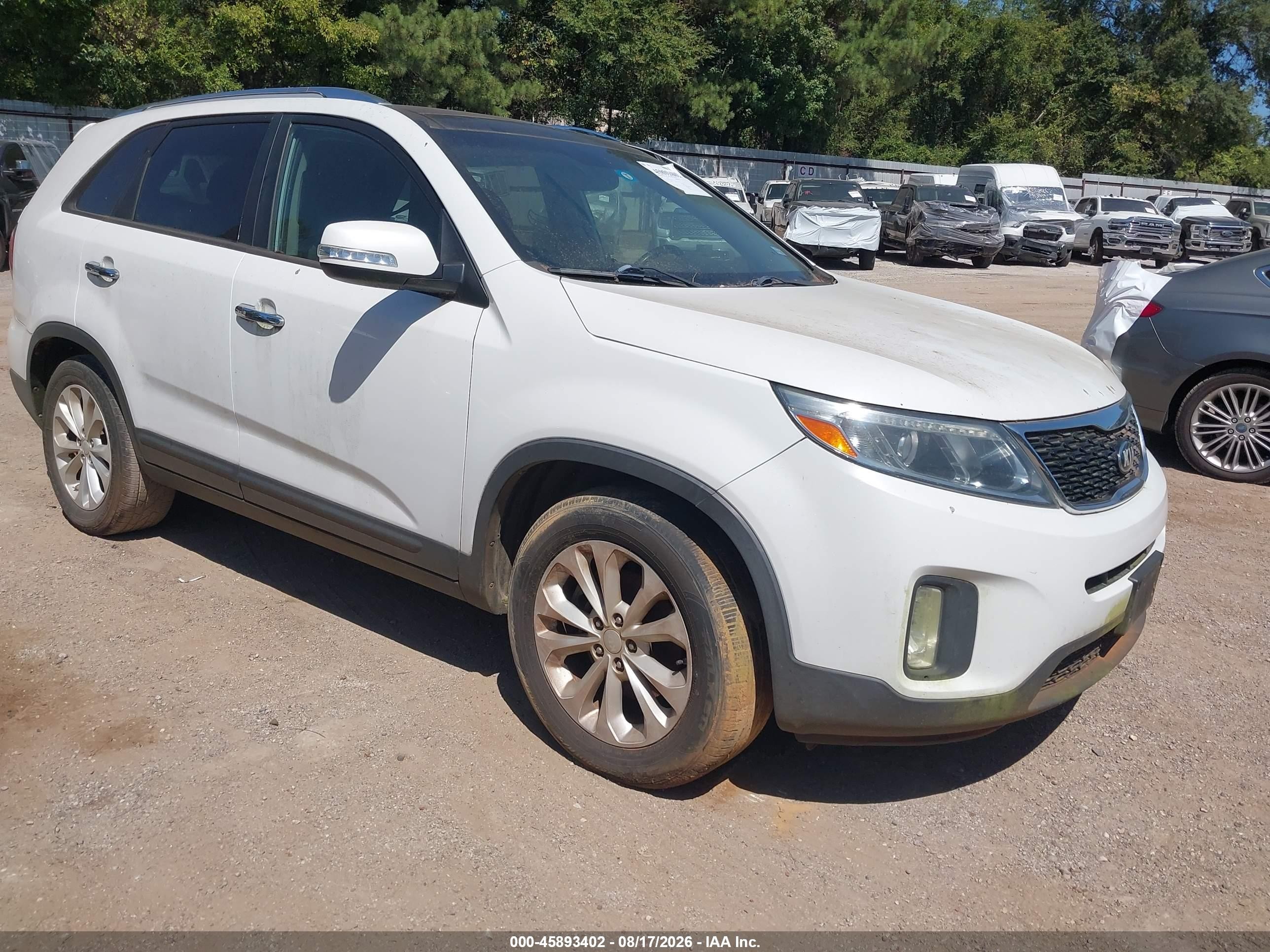2015 Kia Sorento Ex V6 White vin: 5XYKU4A7XFG655057