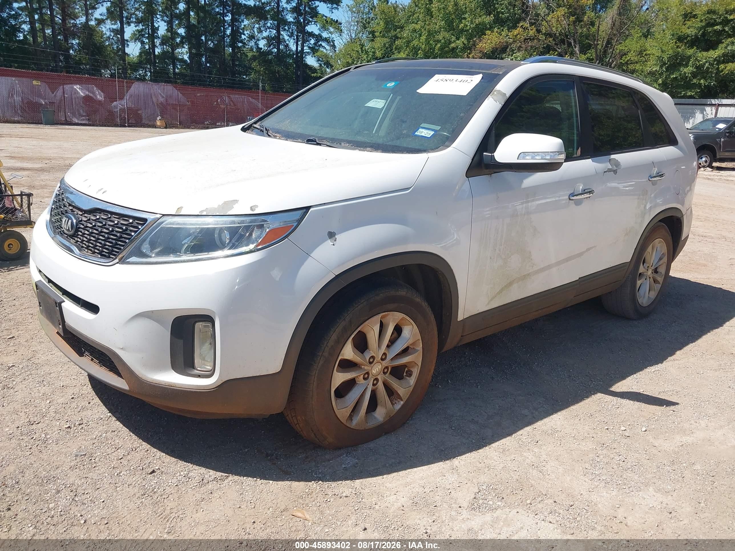 2015 Kia Sorento Ex V6 White vin: 5XYKU4A7XFG655057