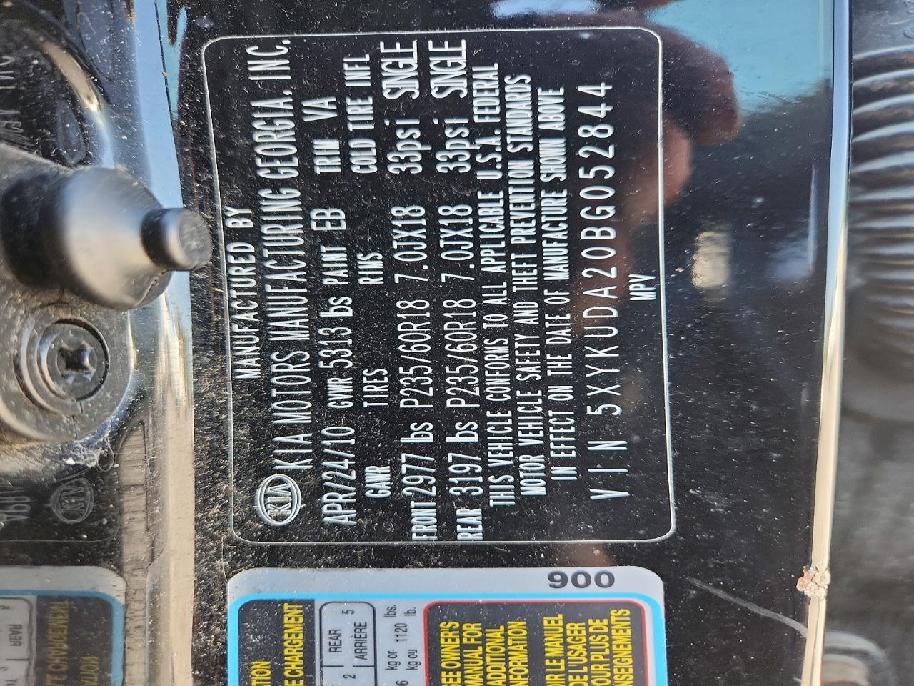 2011 Kia Sorento Ex Black vin: 5XYKUDA20BG052844