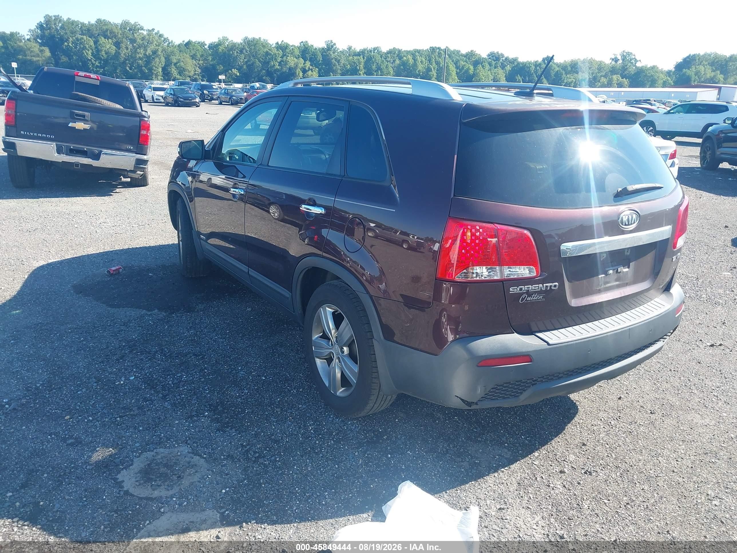 2013 Kia Sorento Ex V6 Burgundy vin: 5XYKUDA20DG401312