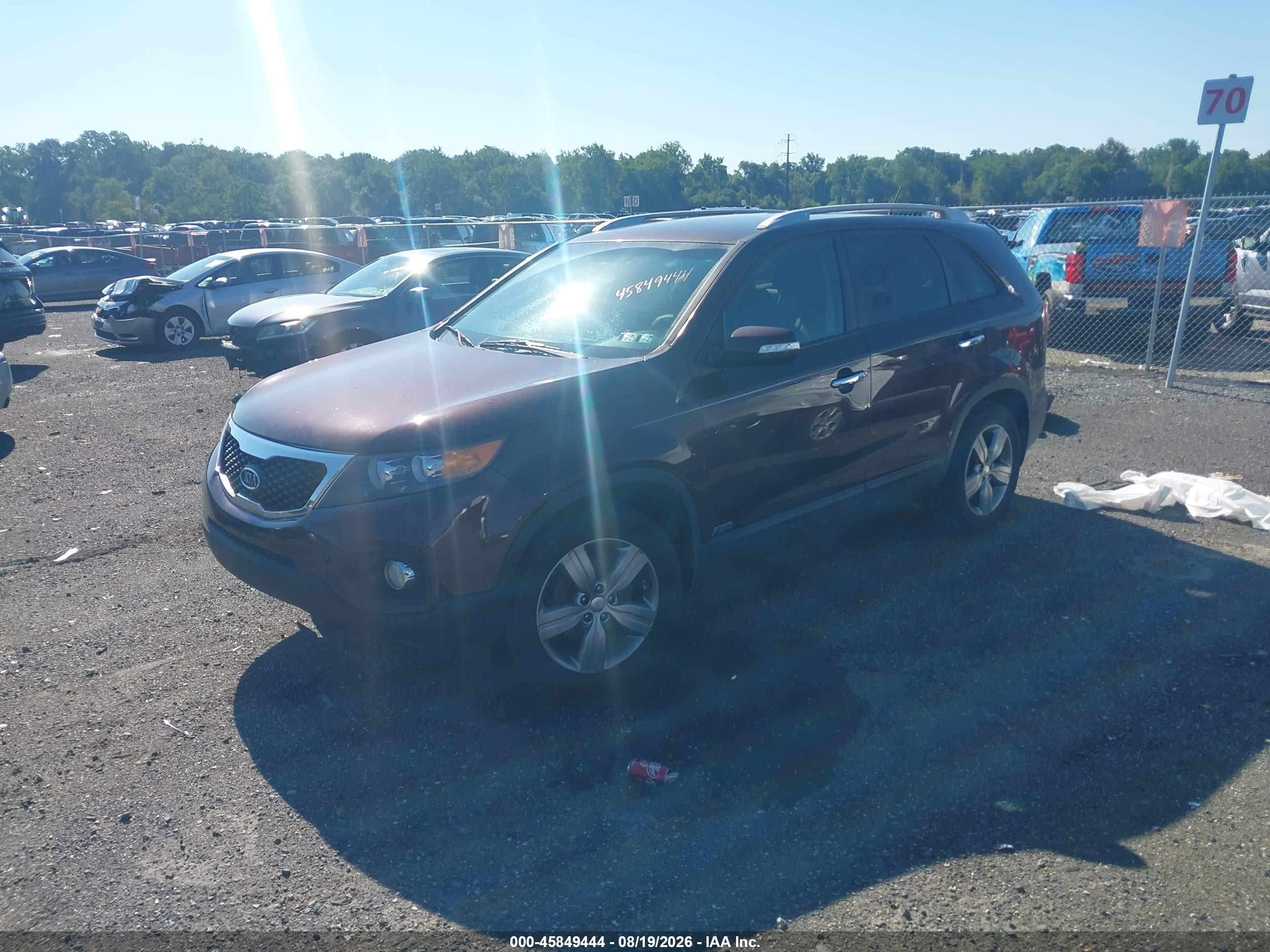 2013 Kia Sorento Ex V6 Burgundy vin: 5XYKUDA20DG401312