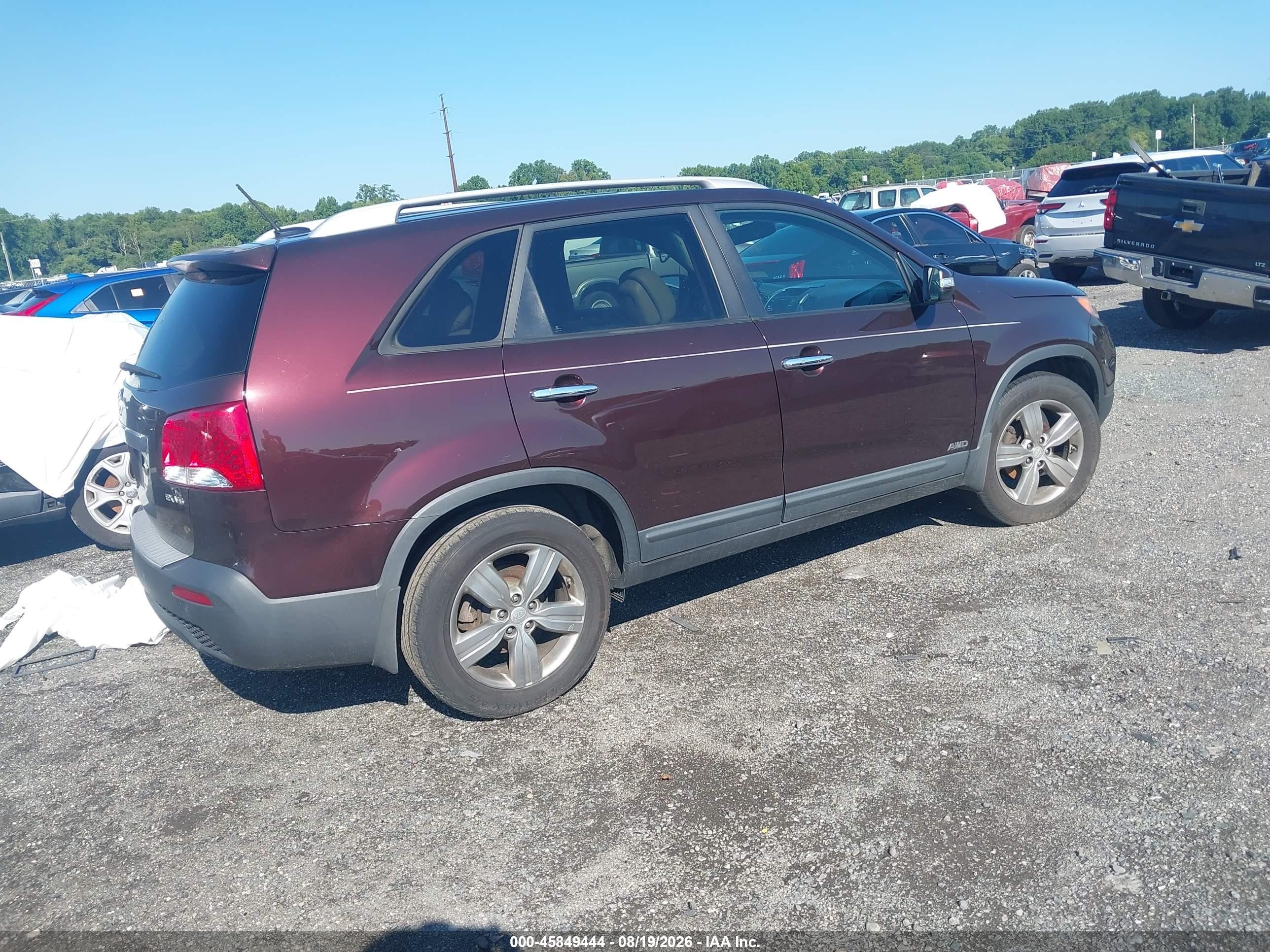 2013 Kia Sorento Ex V6 Burgundy vin: 5XYKUDA20DG401312