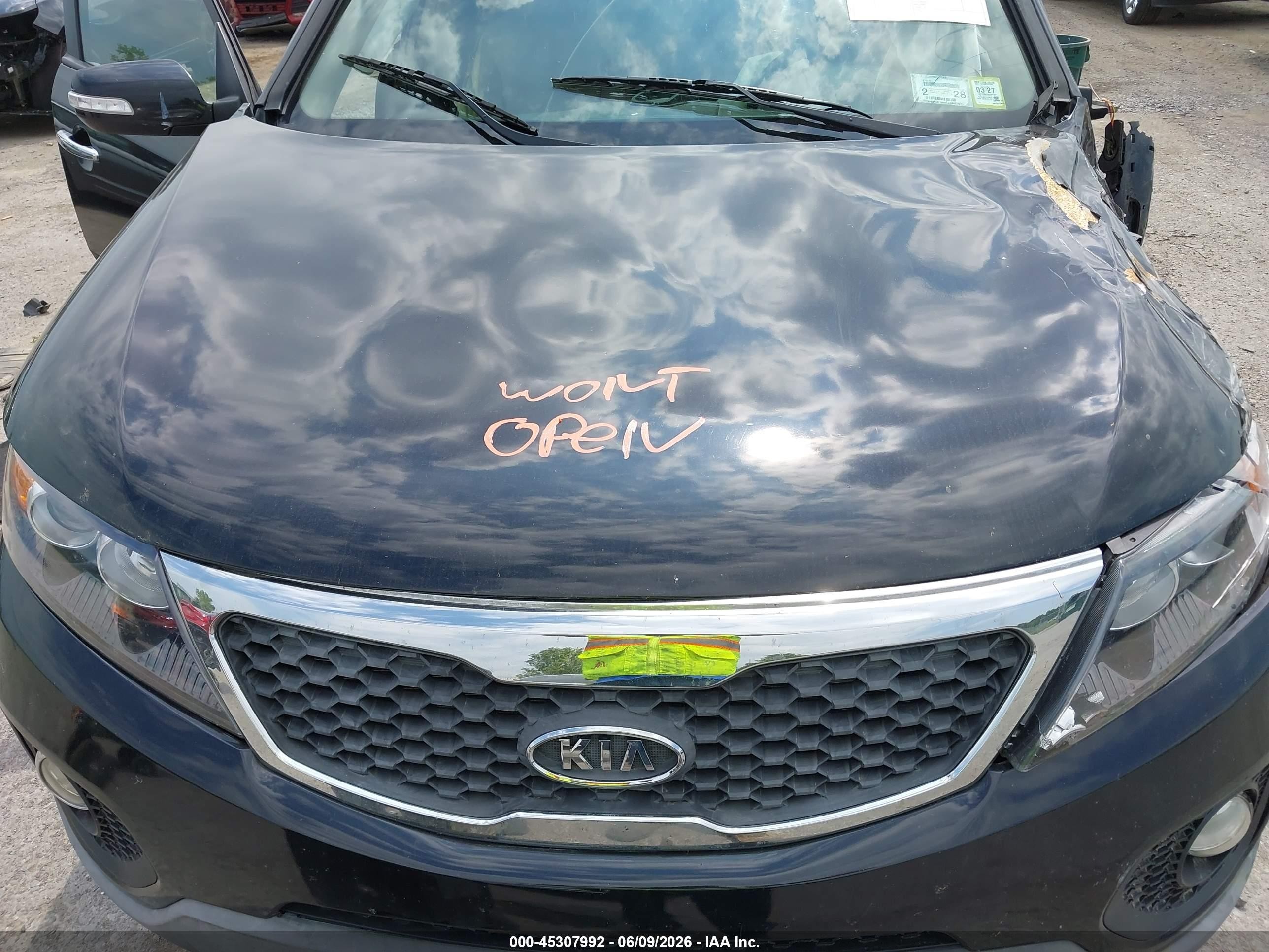 2013 Kia Sorento Ex V6 Black vin: 5XYKUDA20DG411421
