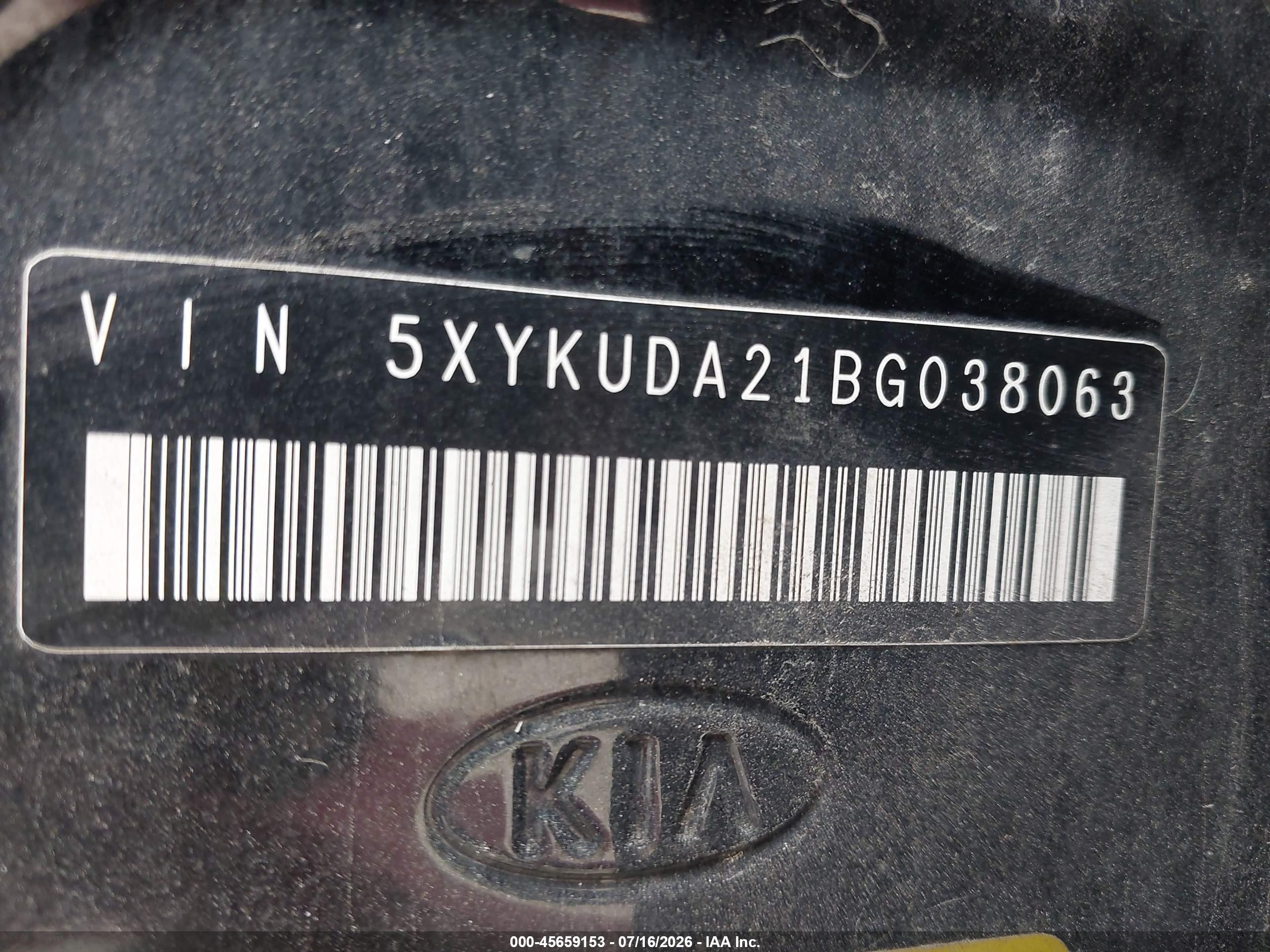 2011 Kia Sorento Ex V6 Black vin: 5XYKUDA21BG038063