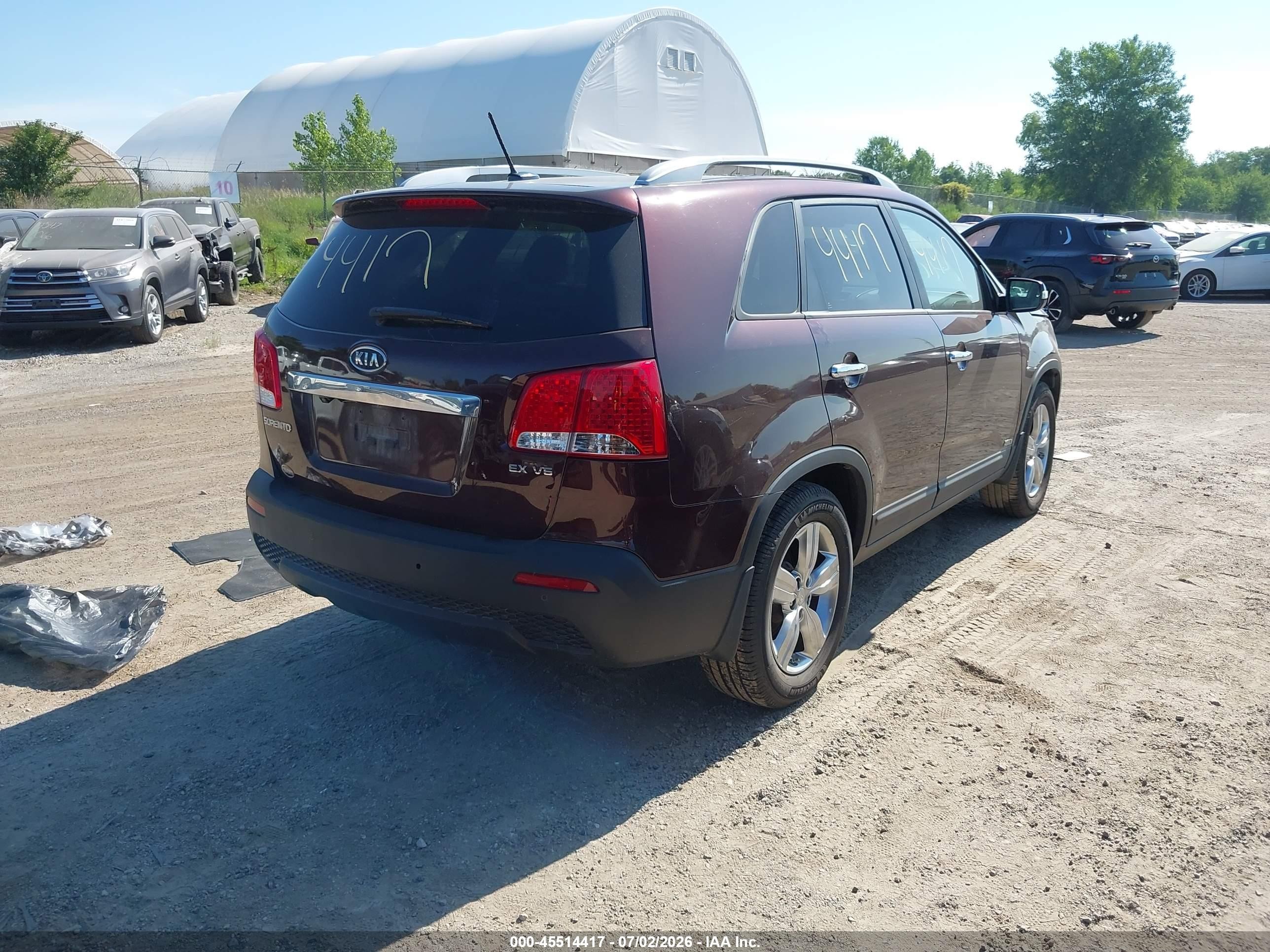 2012 Kia Sorento Ex V6 Purple vin: 5XYKUDA21CG252469