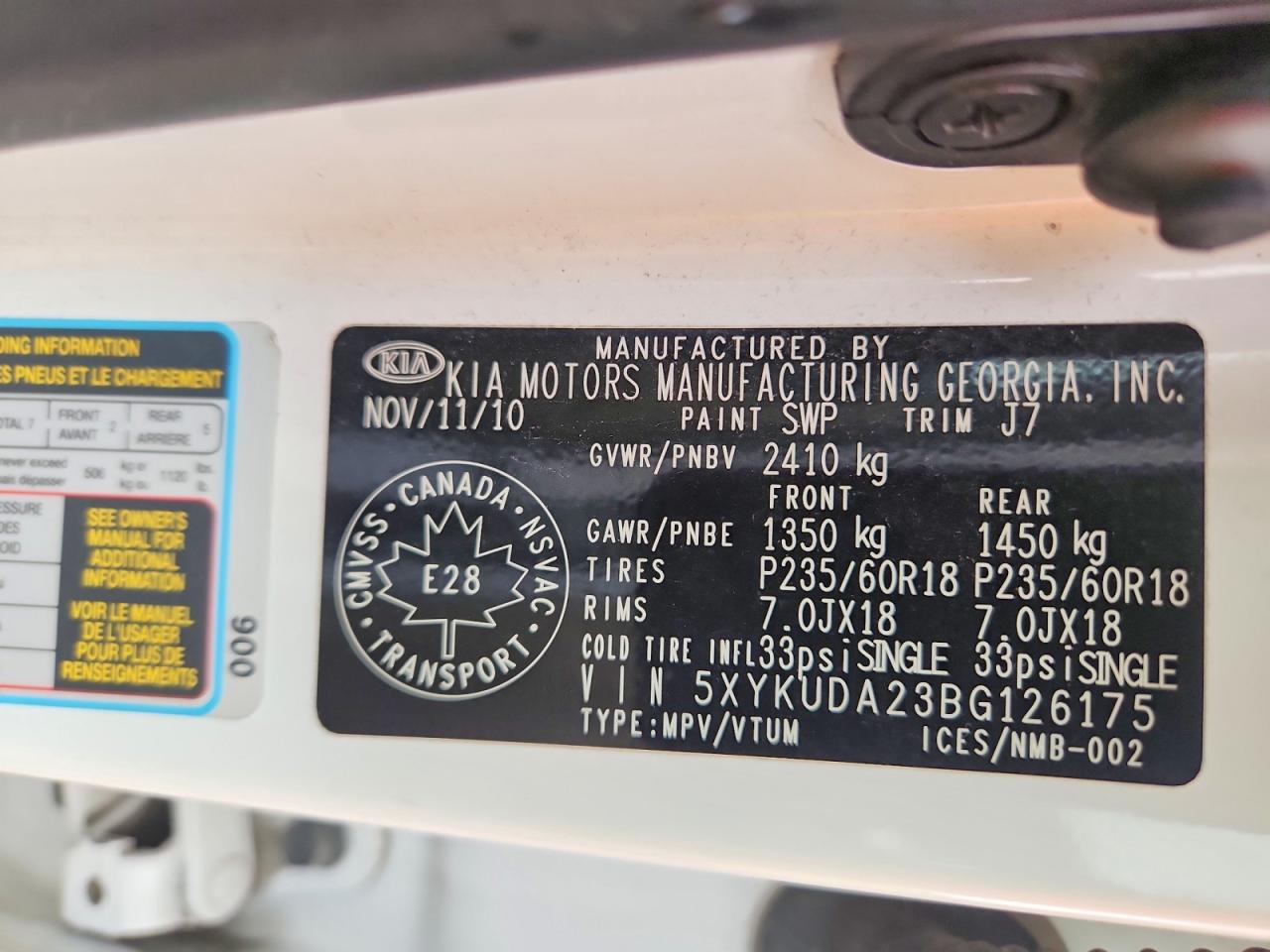 2011 Kia Sorento Ex Белый vin: 5XYKUDA23BG126175
