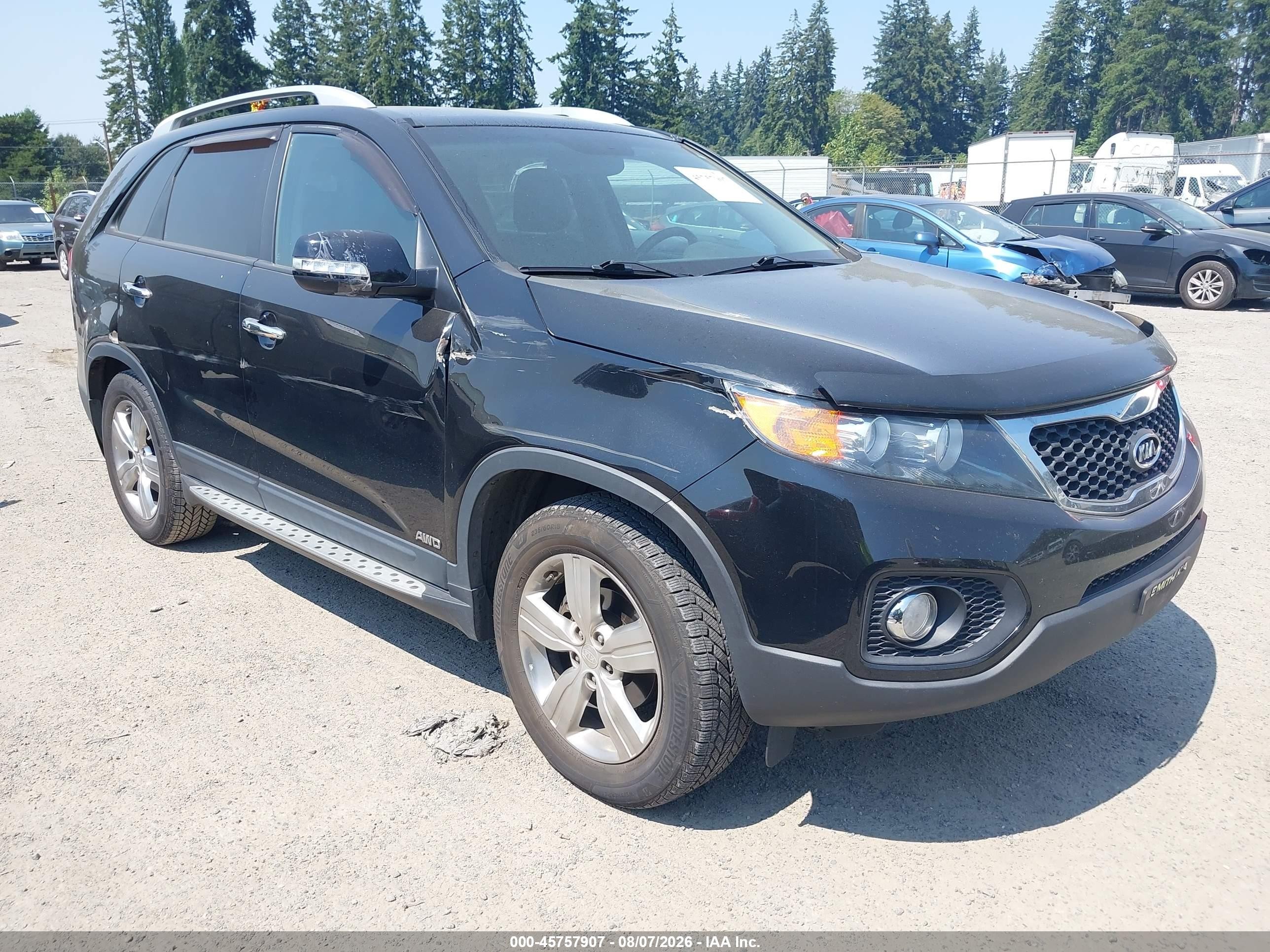 2012 Kia Sorento Ex V6 Black vin: 5XYKUDA23CG293539