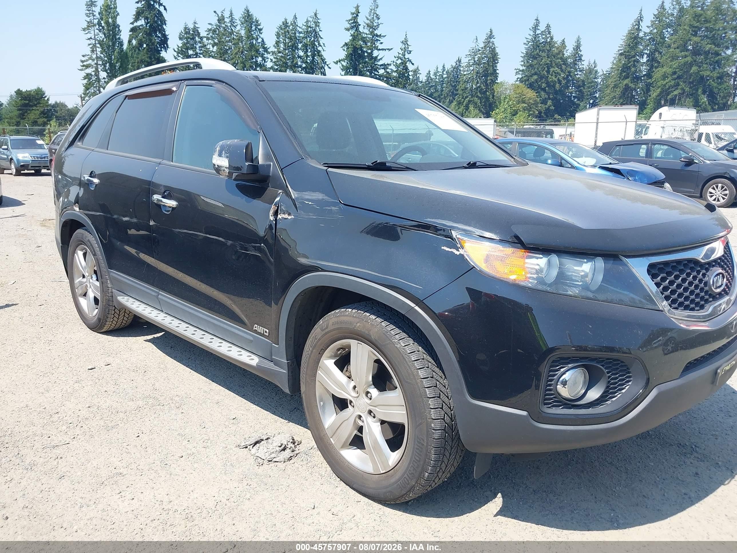 2012 Kia Sorento Ex V6 Black vin: 5XYKUDA23CG293539