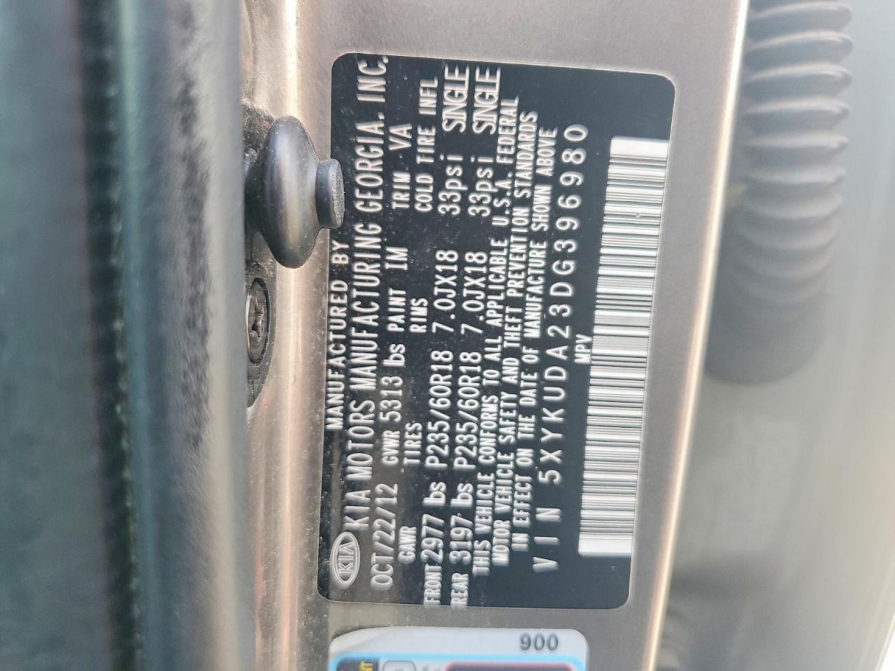 2013 Kia Sorento Ex Tan vin: 5XYKUDA23DG396980