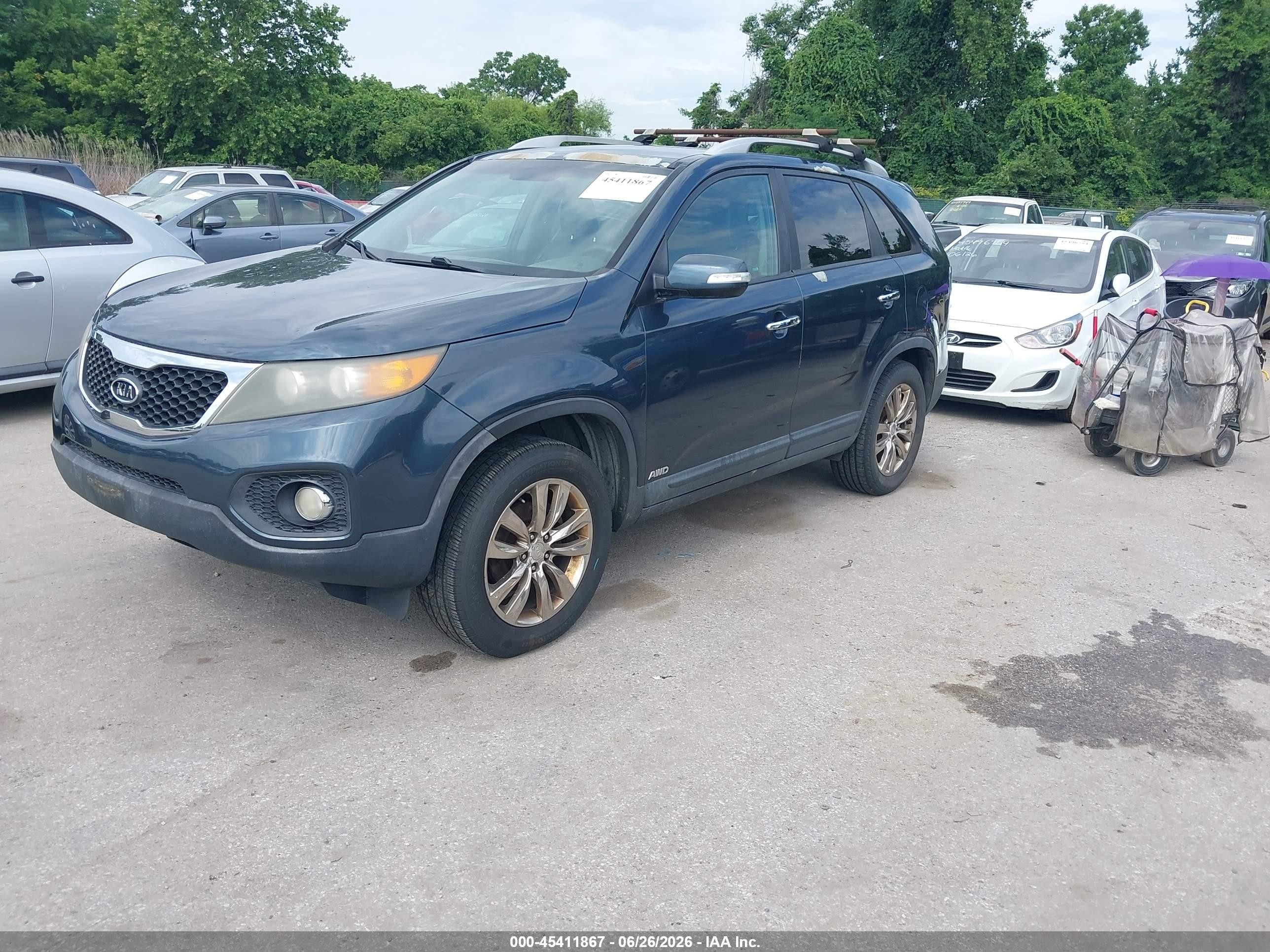 2011 Kia Sorento Ex V6 Dark Blue vin: 5XYKUDA24BG037036