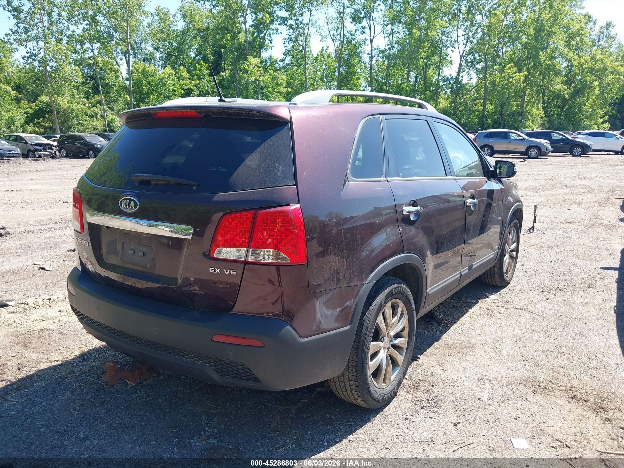 2011 Kia Sorento Ex V6 Purple vin: 5XYKUDA25BG101455