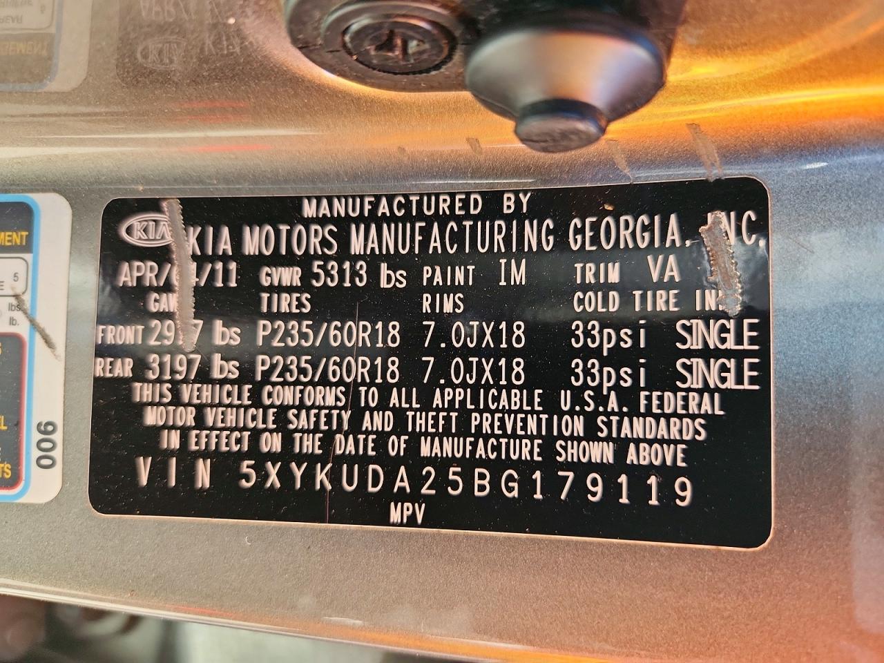 2011 Kia Sorento Ex Gray vin: 5XYKUDA25BG179119