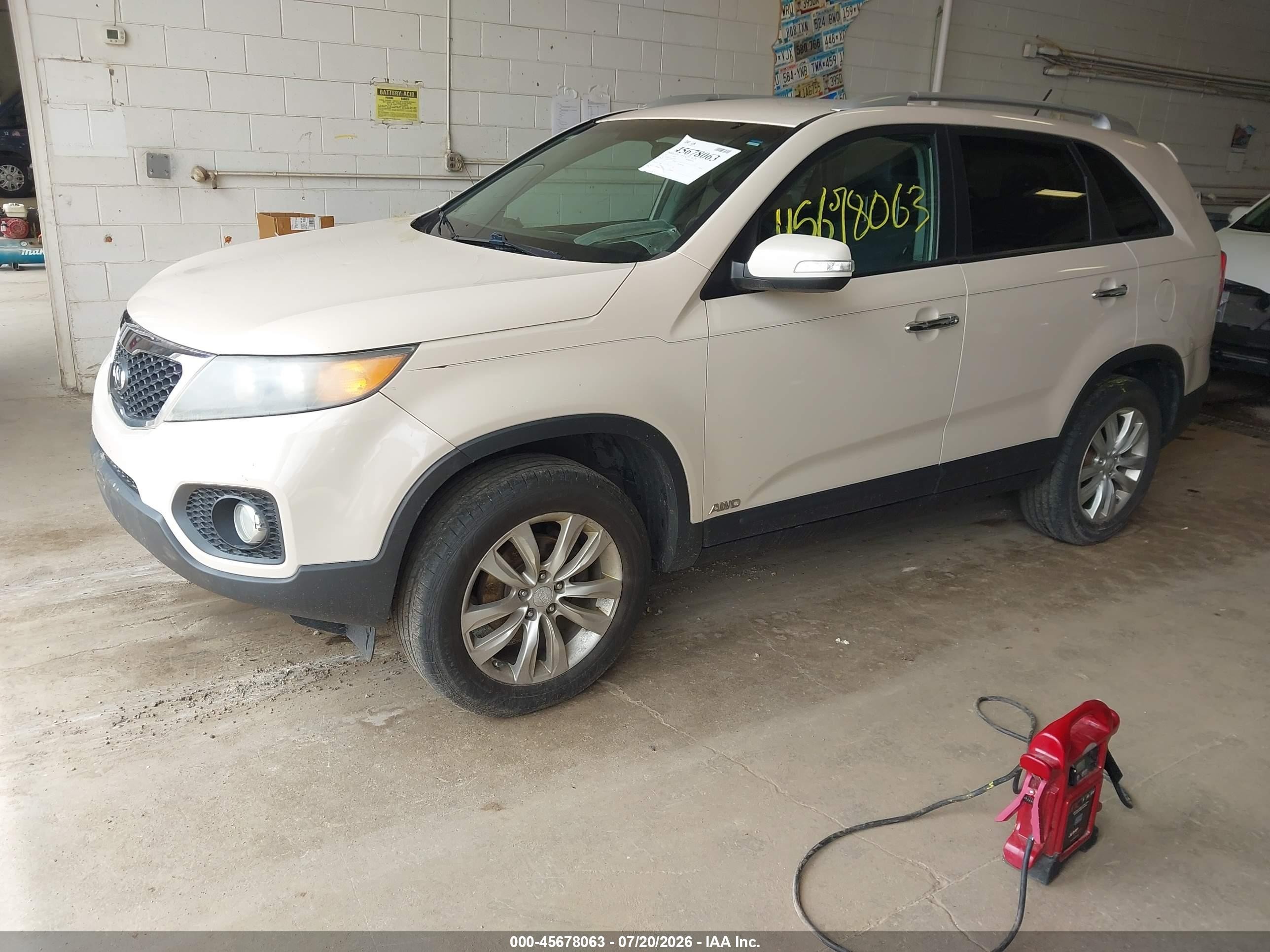 2011 Kia Sorento Ex V6 White vin: 5XYKUDA26BG123934