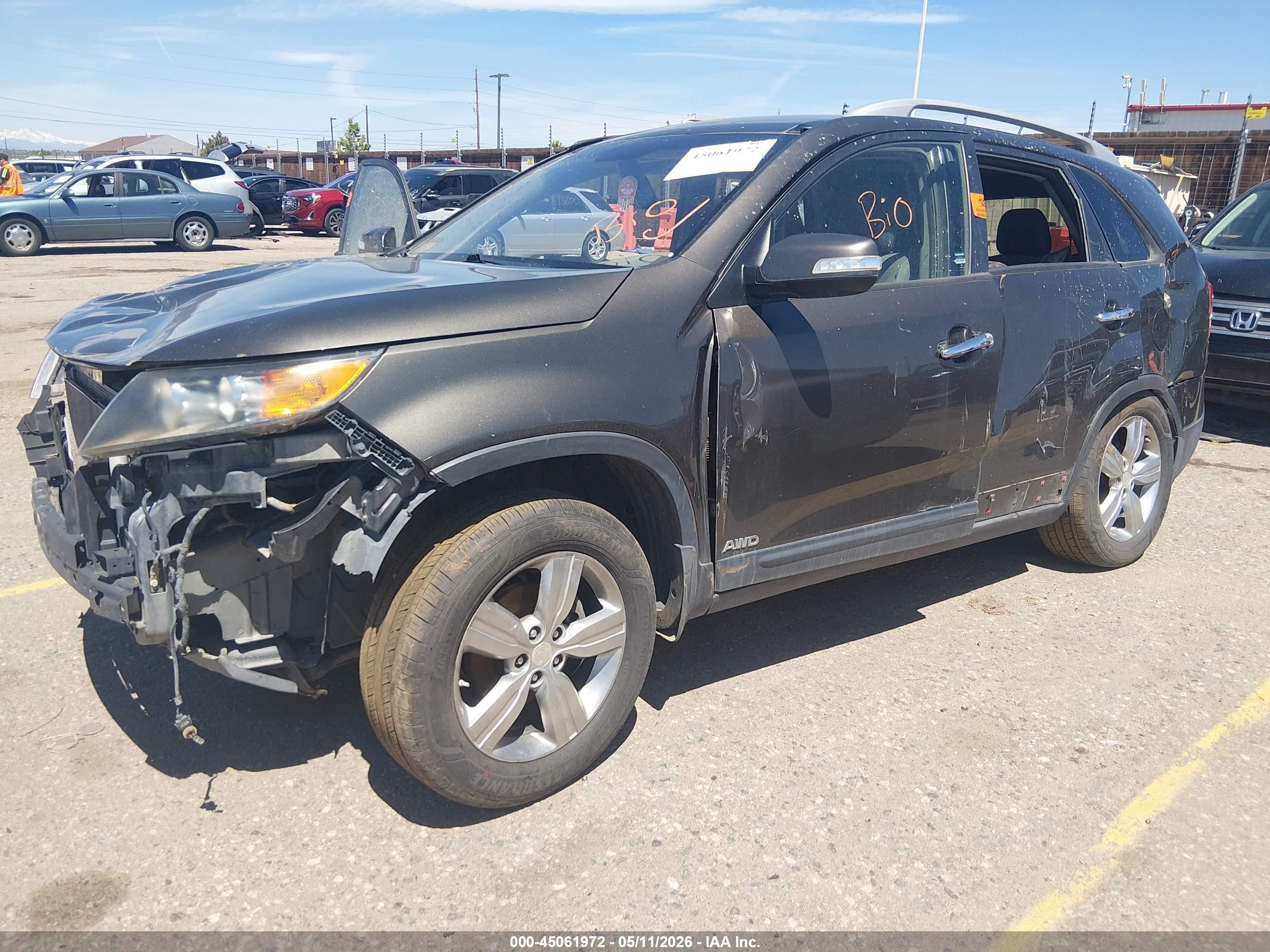 2013 Kia Sorento Ex V6 Gray vin: 5XYKUDA26DG393247