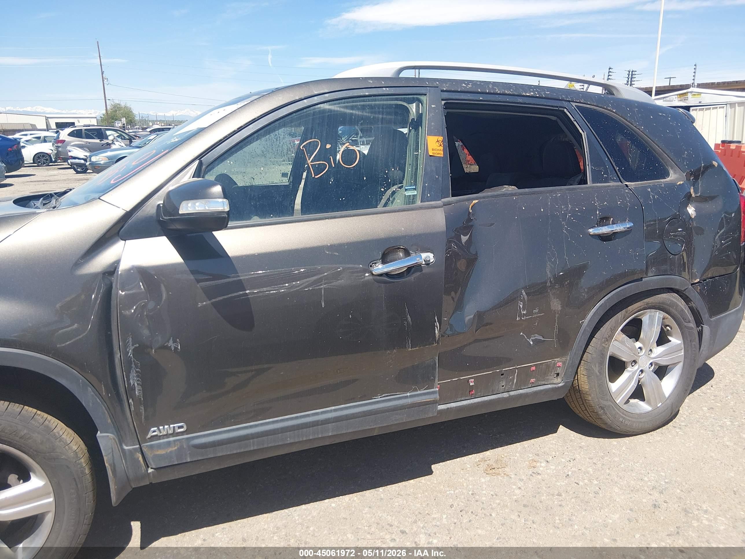 2013 Kia Sorento Ex V6 Gray vin: 5XYKUDA26DG393247