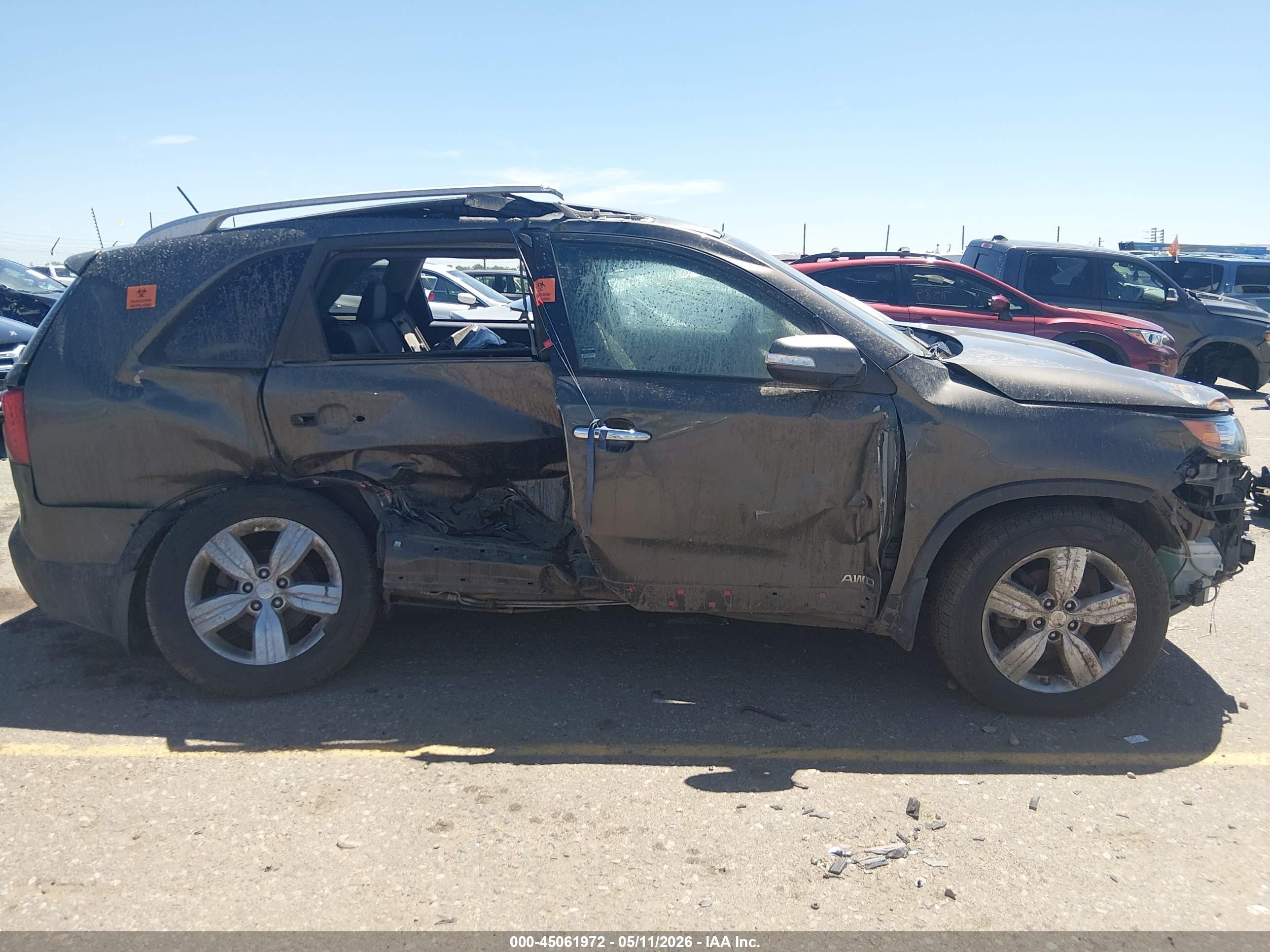 2013 Kia Sorento Ex V6 Gray vin: 5XYKUDA26DG393247