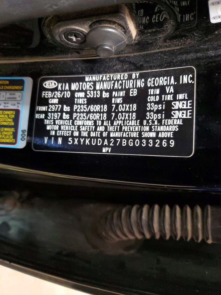 2011 Kia Sorento Ex Black vin: 5XYKUDA27BG033269