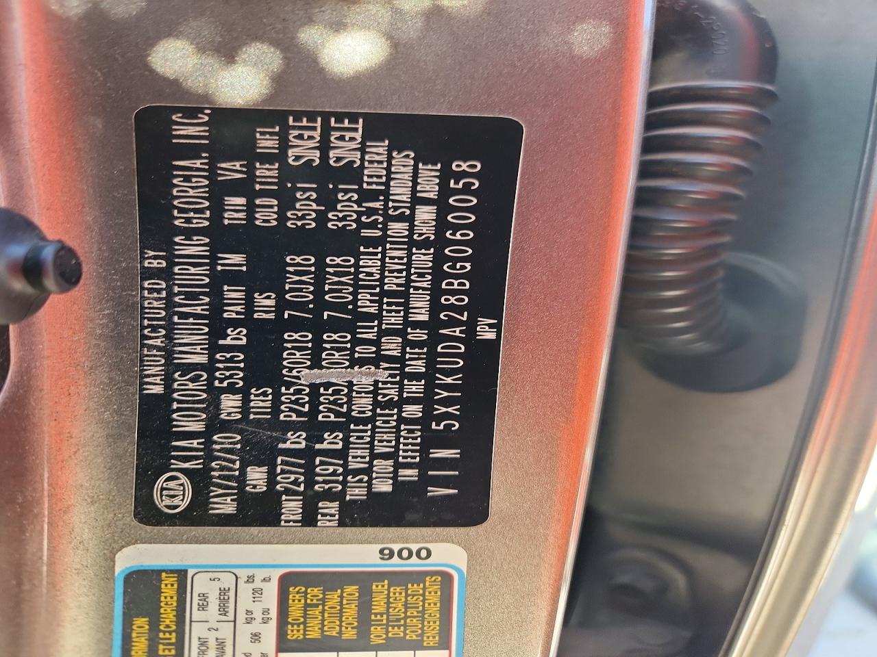2011 Kia Sorento Ex Gray vin: 5XYKUDA28BG060058