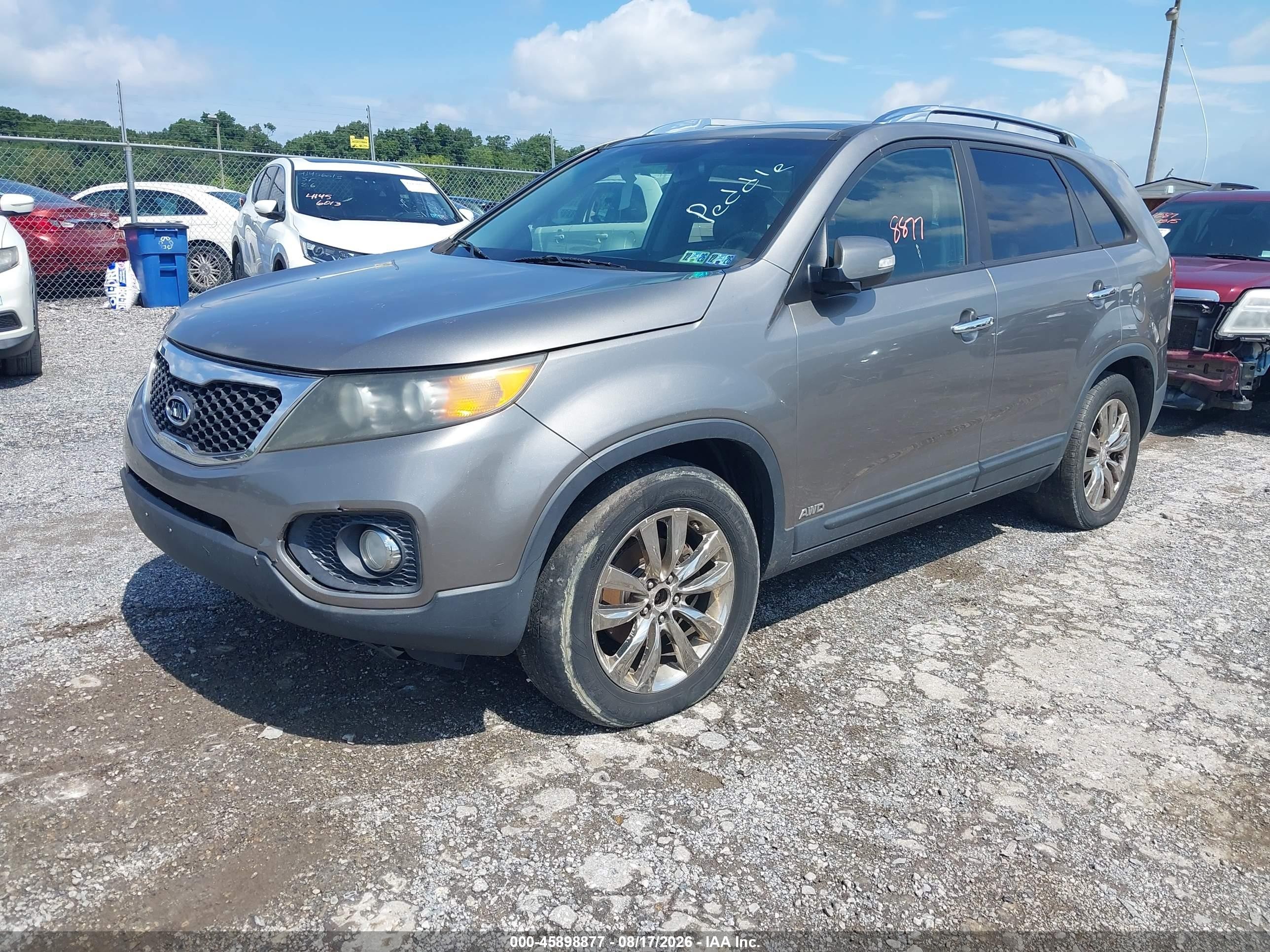 2011 Kia Sorento Ex V6 Gray vin: 5XYKUDA28BG121120