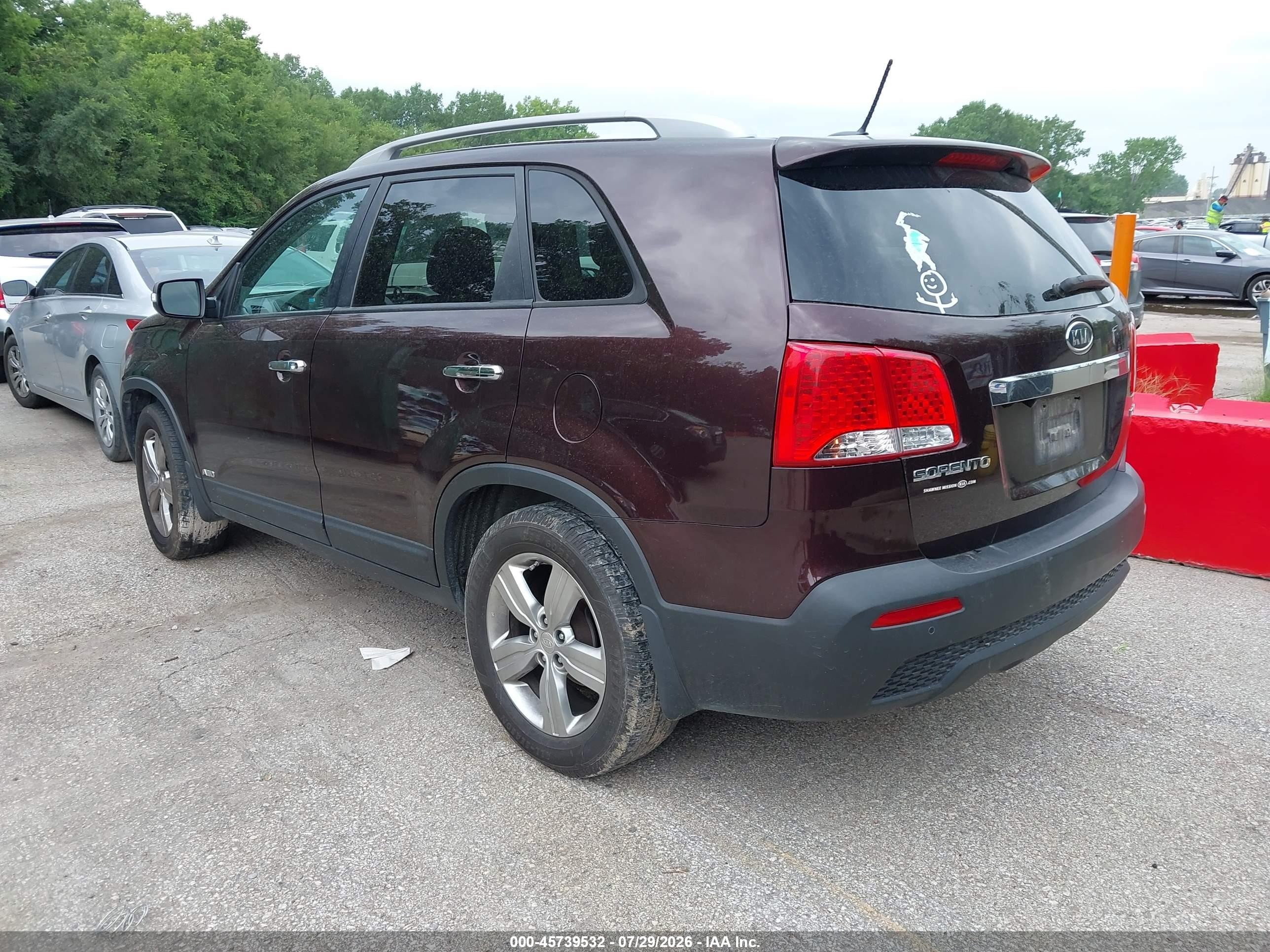 2012 Kia Sorento Ex V6 Maroon vin: 5XYKUDA28CG188043