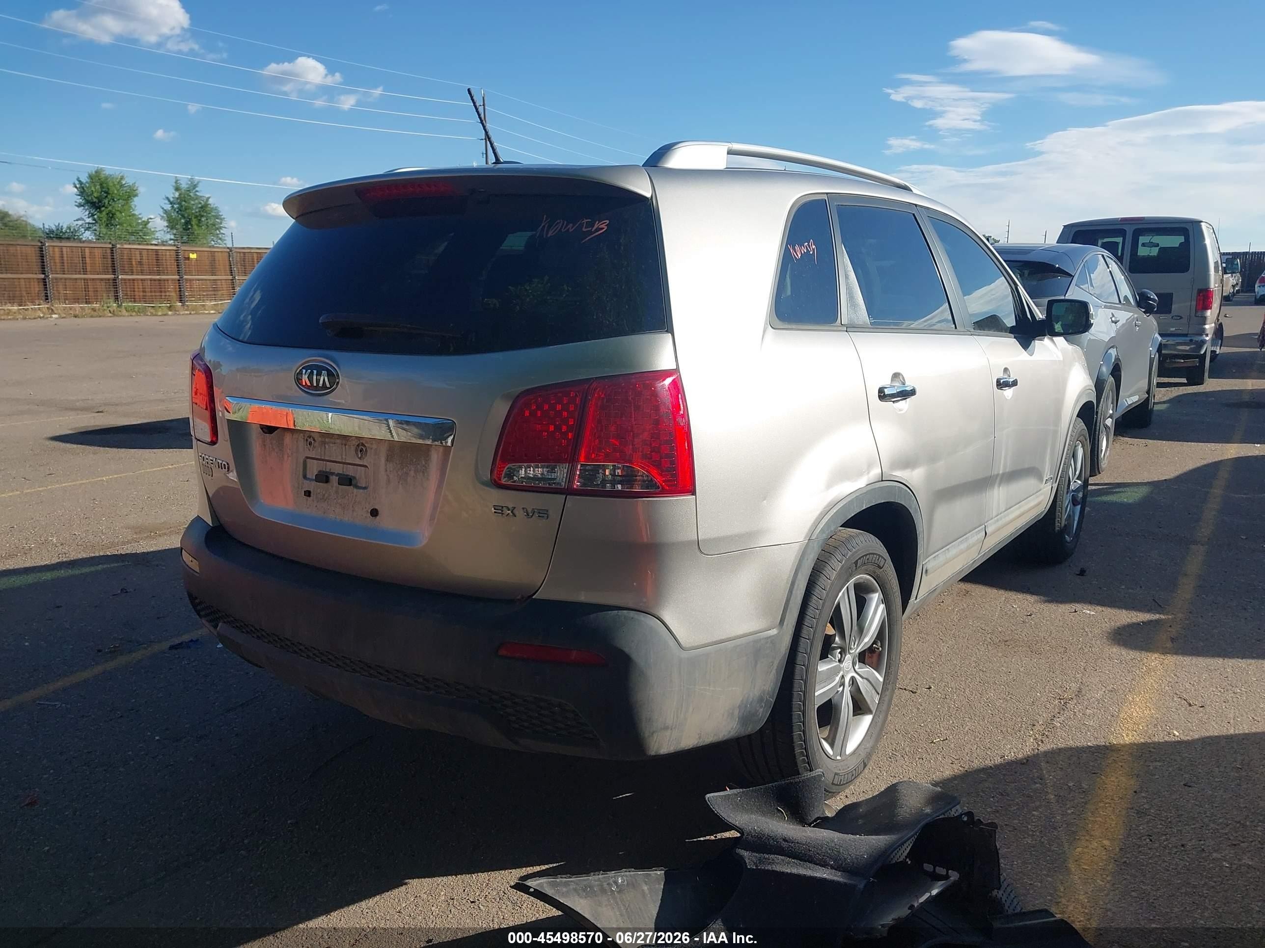 2013 Kia Sorento Ex V6 Gray vin: 5XYKUDA28DG349671
