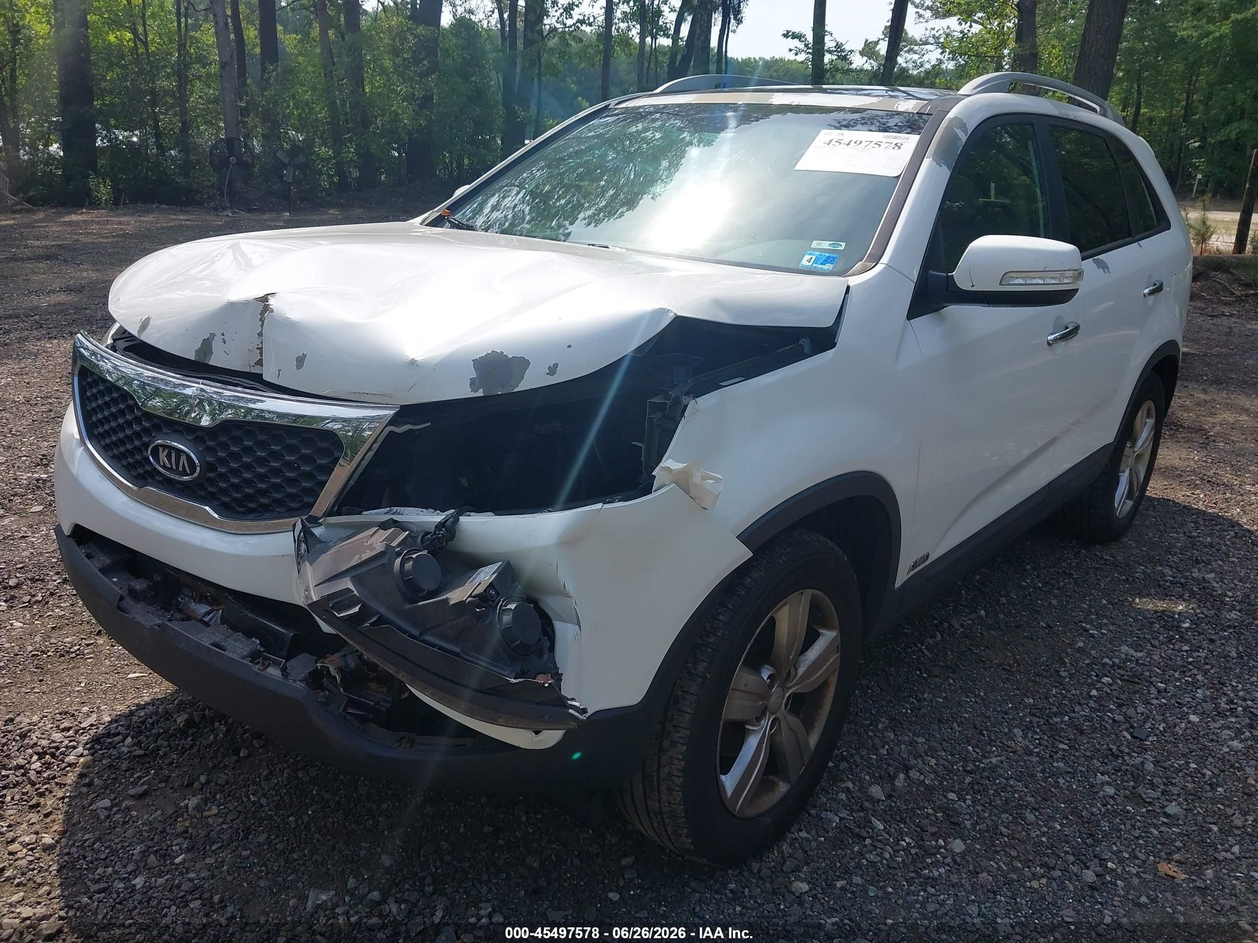 2013 Kia Sorento Ex V6 White vin: 5XYKUDA29DG413300