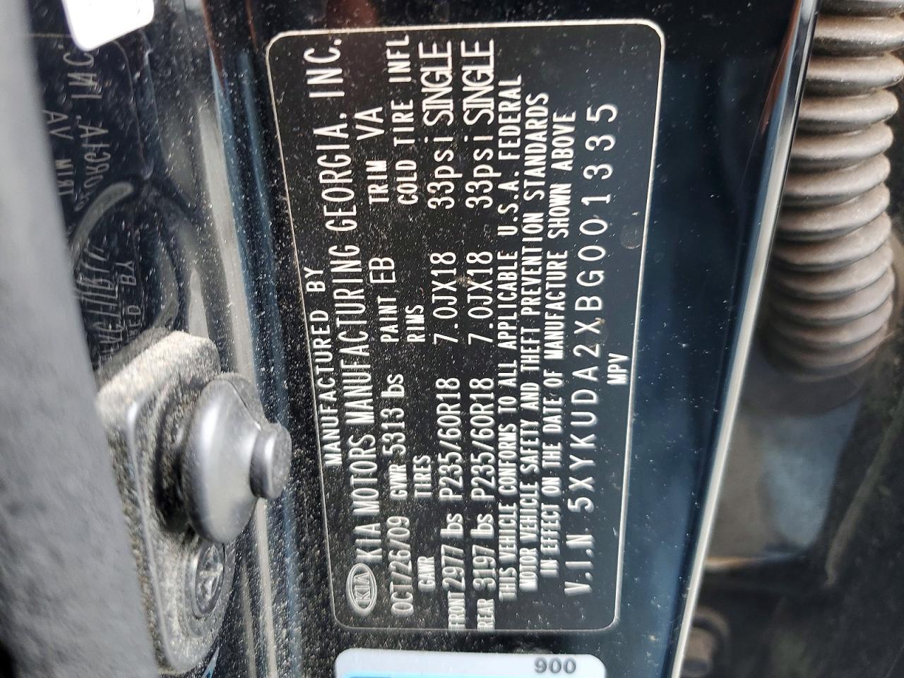 2011 Kia Sorento Ex Black vin: 5XYKUDA2XBG001335