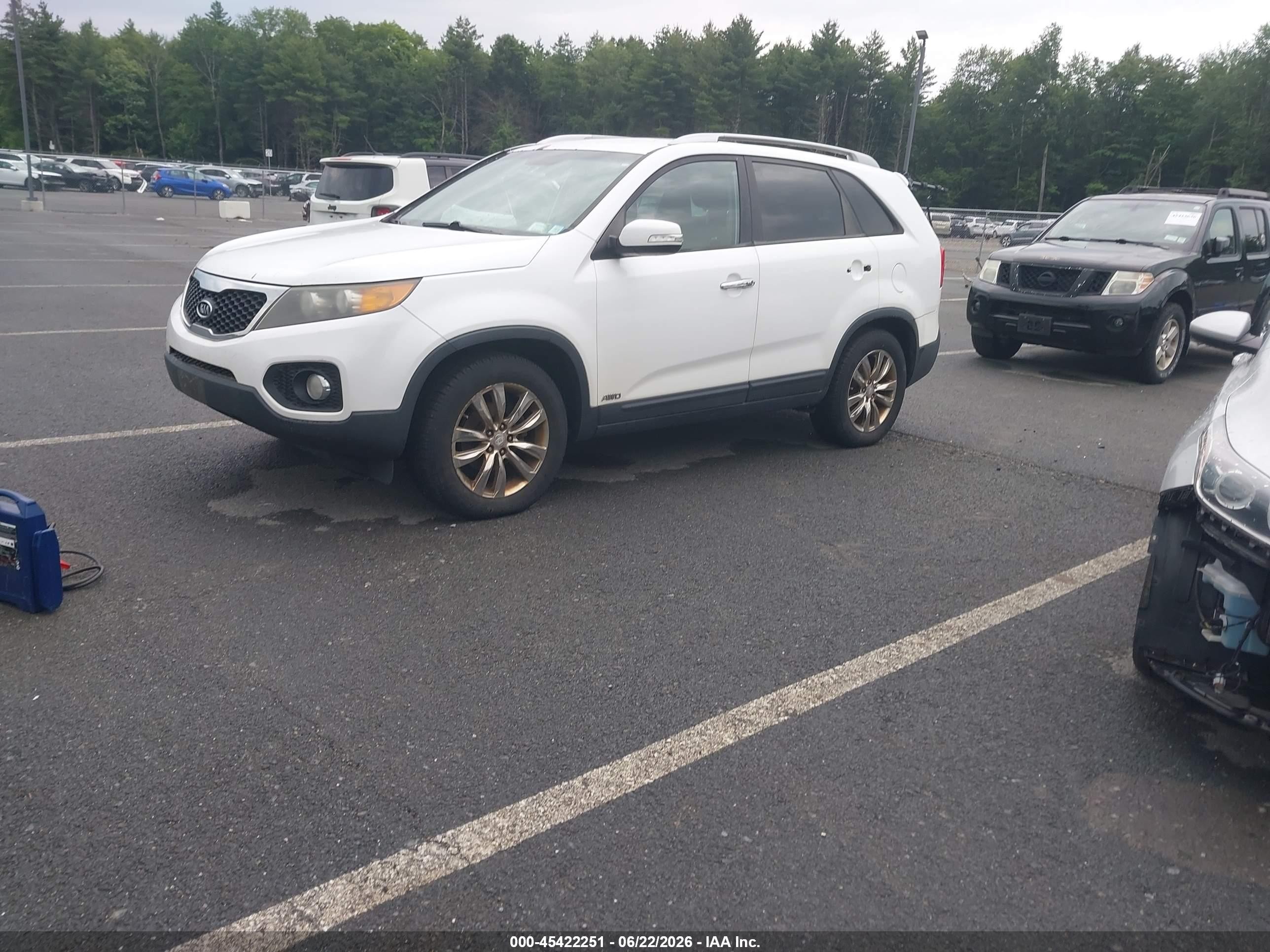 2011 Kia Sorento Ex V6 White vin: 5XYKUDA2XBG036666