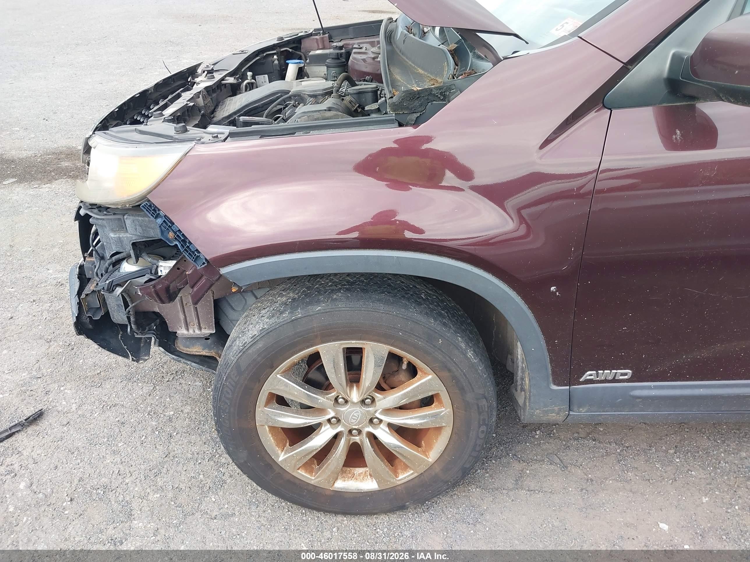 2011 Kia Sorento Ex V6 Burgundy vin: 5XYKUDA2XBG037669
