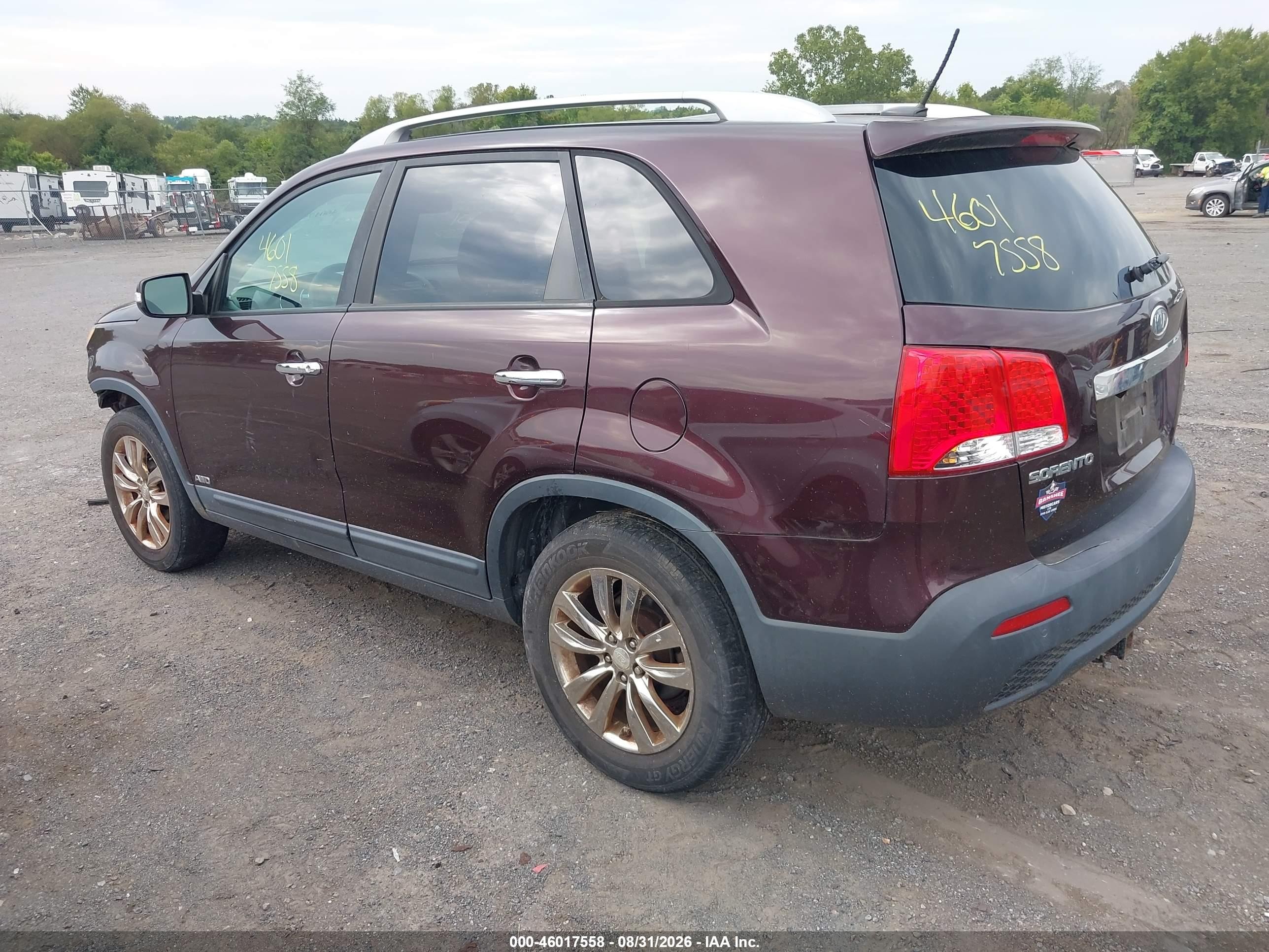 2011 Kia Sorento Ex V6 Burgundy vin: 5XYKUDA2XBG037669
