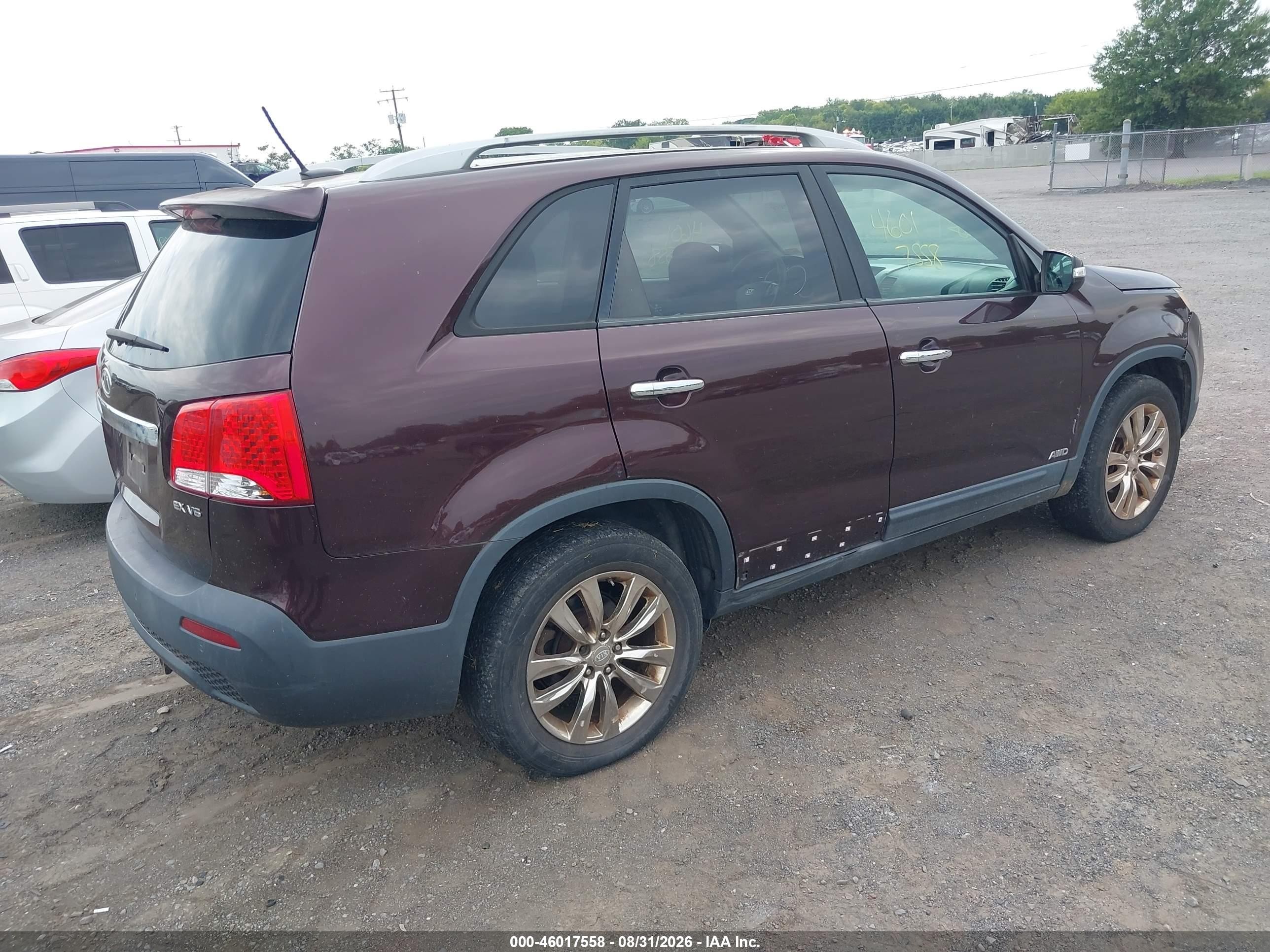 2011 Kia Sorento Ex V6 Burgundy vin: 5XYKUDA2XBG037669