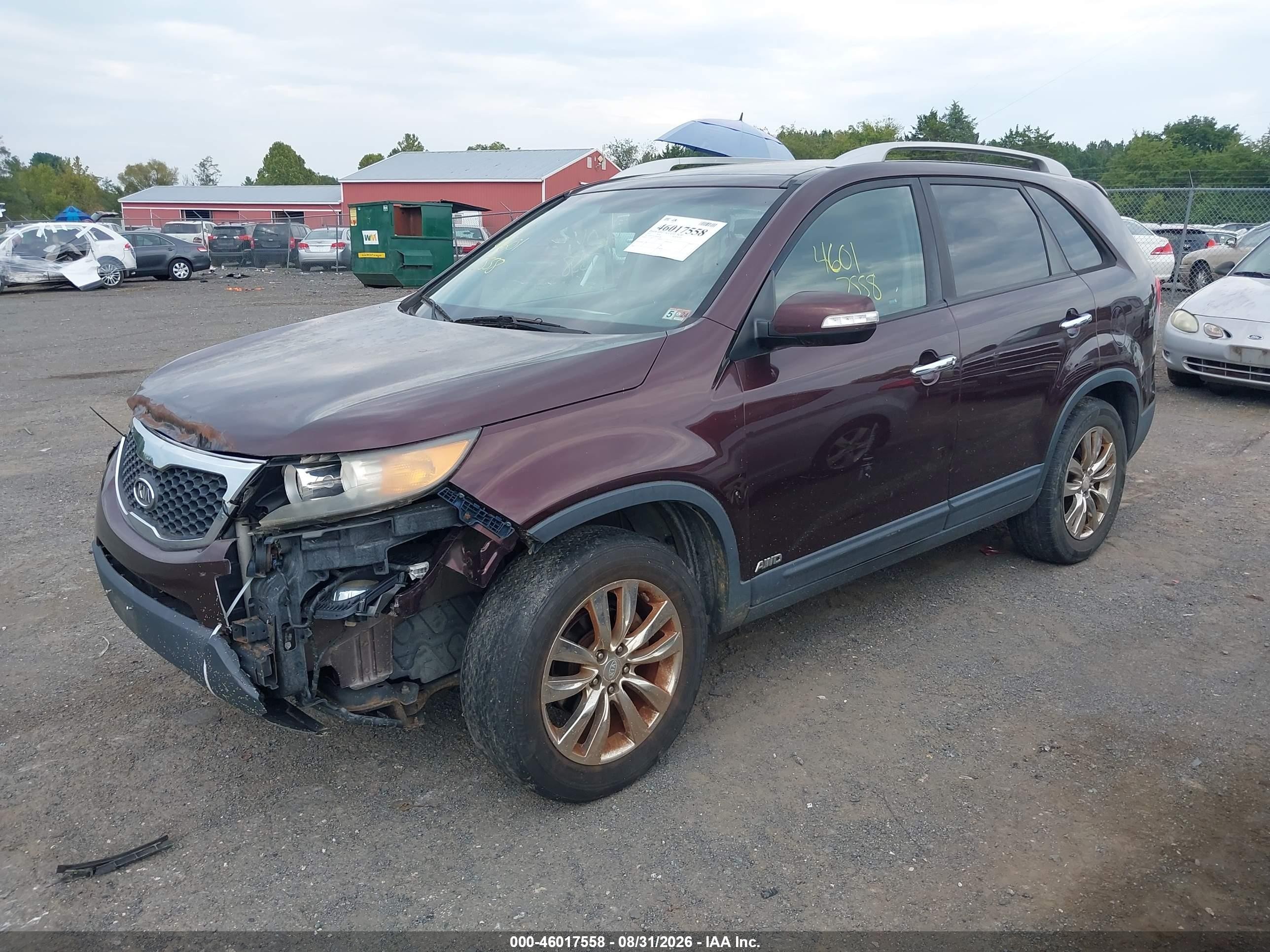 2011 Kia Sorento Ex V6 Burgundy vin: 5XYKUDA2XBG037669