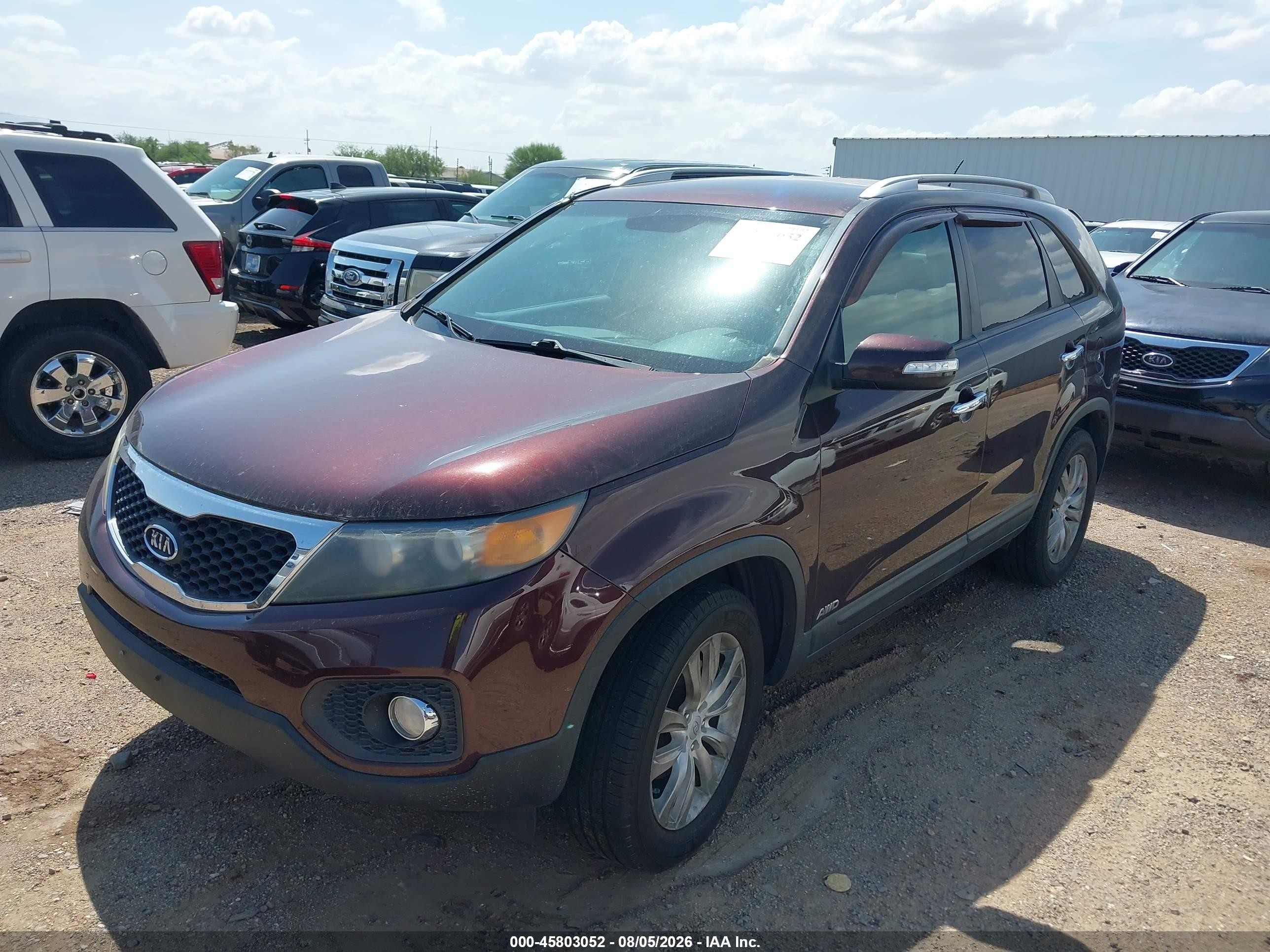 2011 Kia Sorento Ex V6 Burgundy vin: 5XYKUDA2XBG051460