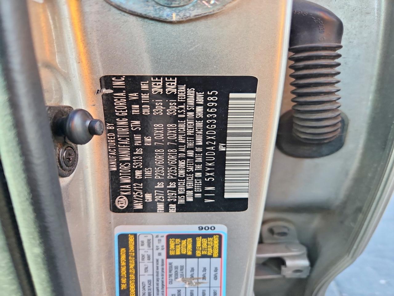2013 Kia Sorento Ex Silver vin: 5XYKUDA2XDG336985
