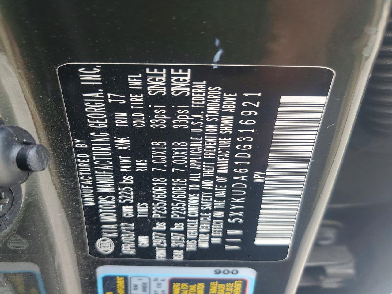 2013 Kia Sorento Ex Gray vin: 5XYKUDA61DG316921