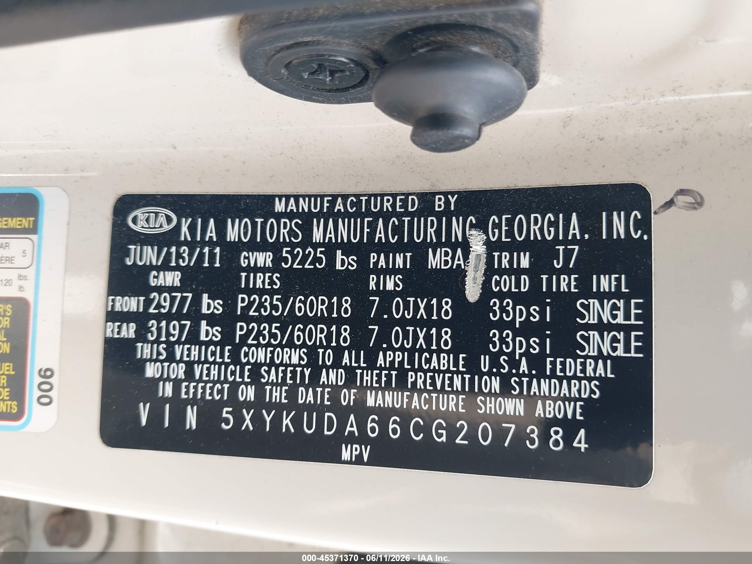 2012 Kia Sorento Ex Cream vin: 5XYKUDA66CG207384