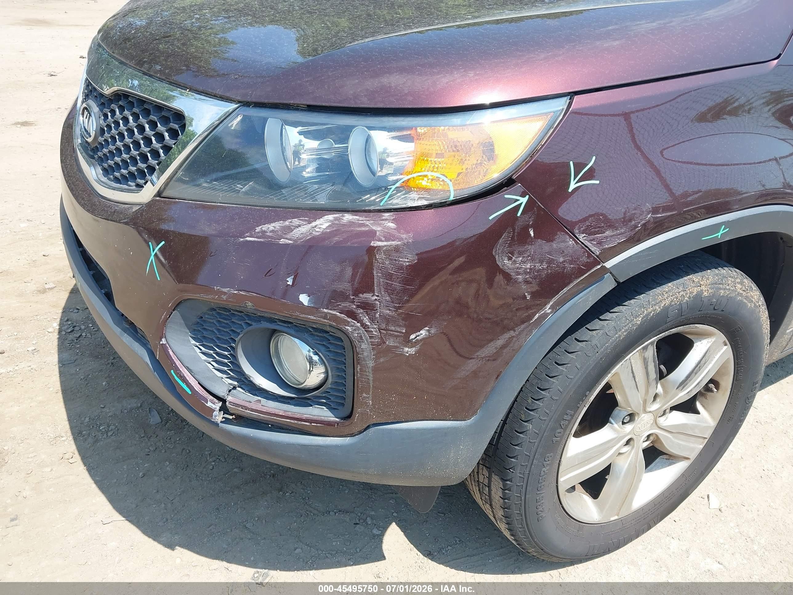 2012 Kia Sorento Ex Purple vin: 5XYKUDA66CG277418