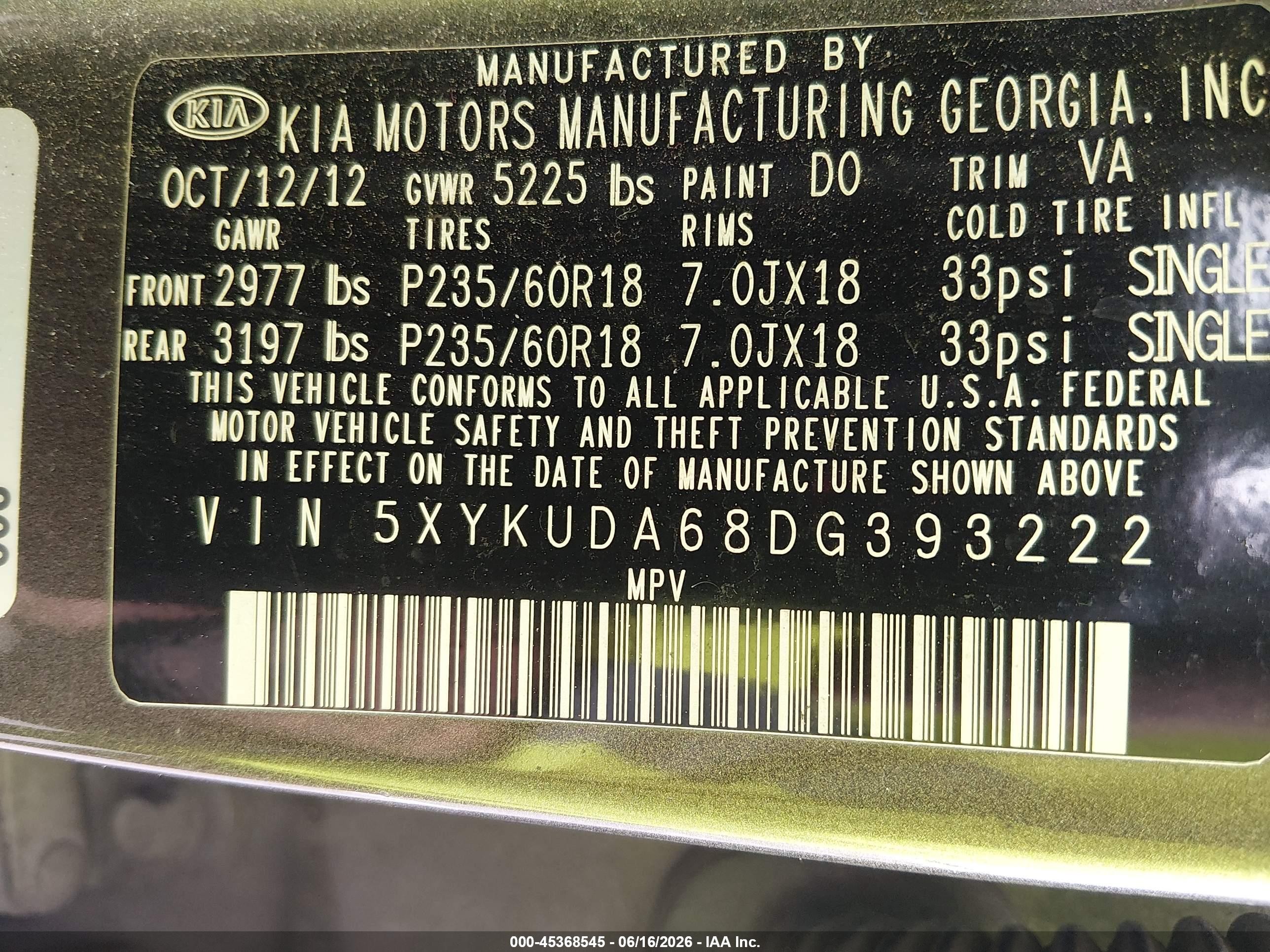 2013 Kia Sorento Ex Gray vin: 5XYKUDA68DG393222