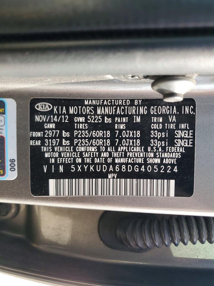 2013 Kia Sorento Ex Gray vin: 5XYKUDA68DG405224