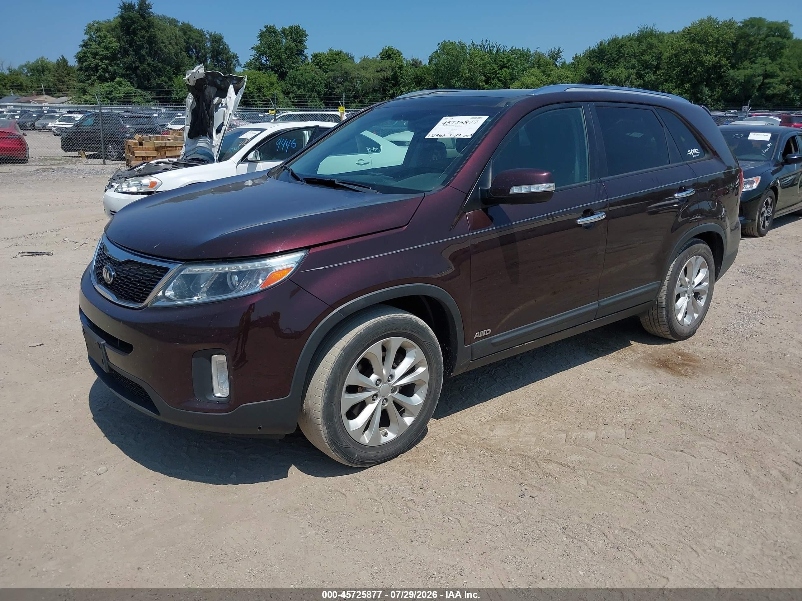 2015 Kia Sorento Ex V6 Purple vin: 5XYKUDA71FG643332