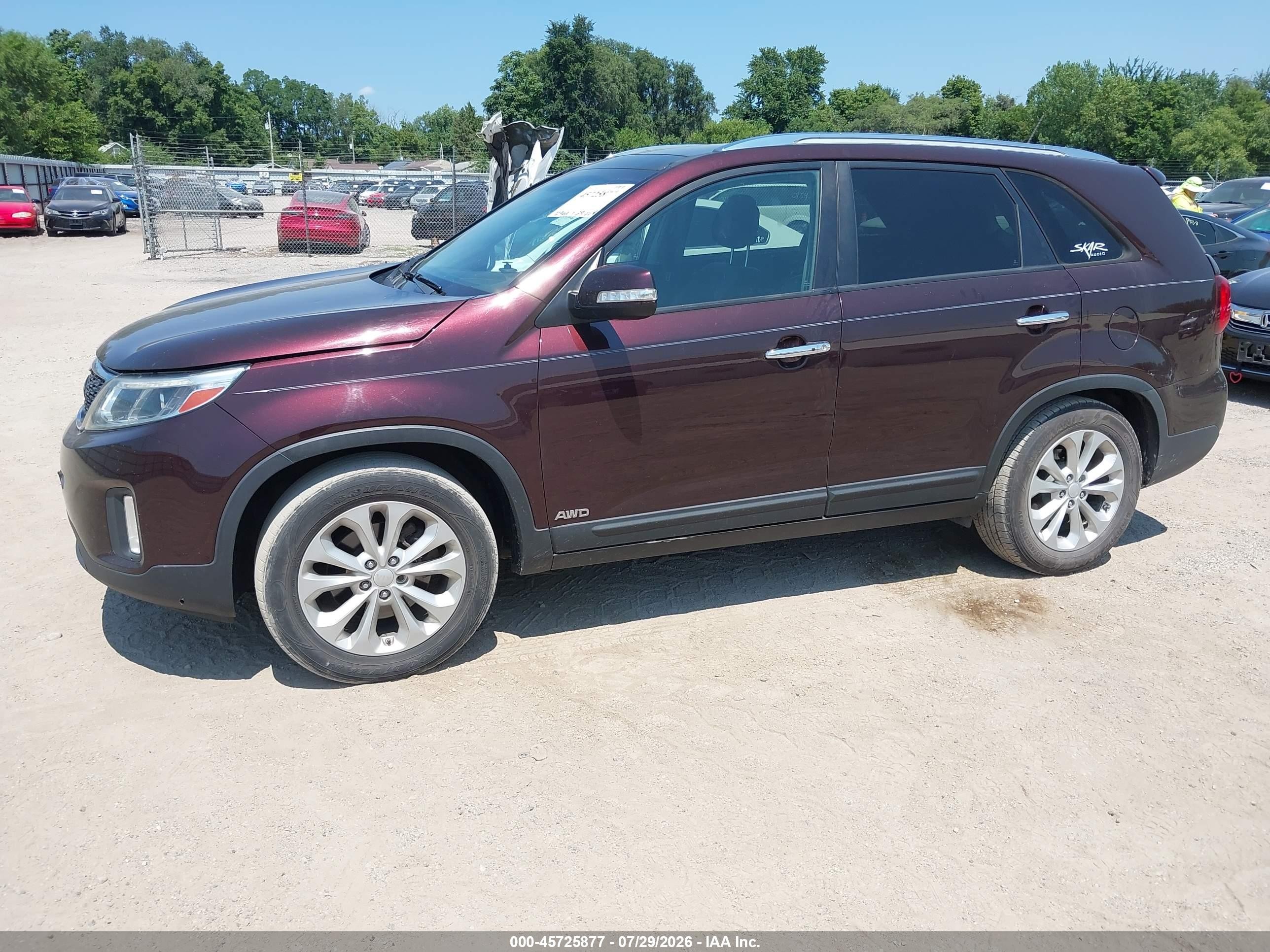2015 Kia Sorento Ex V6 Purple vin: 5XYKUDA71FG643332
