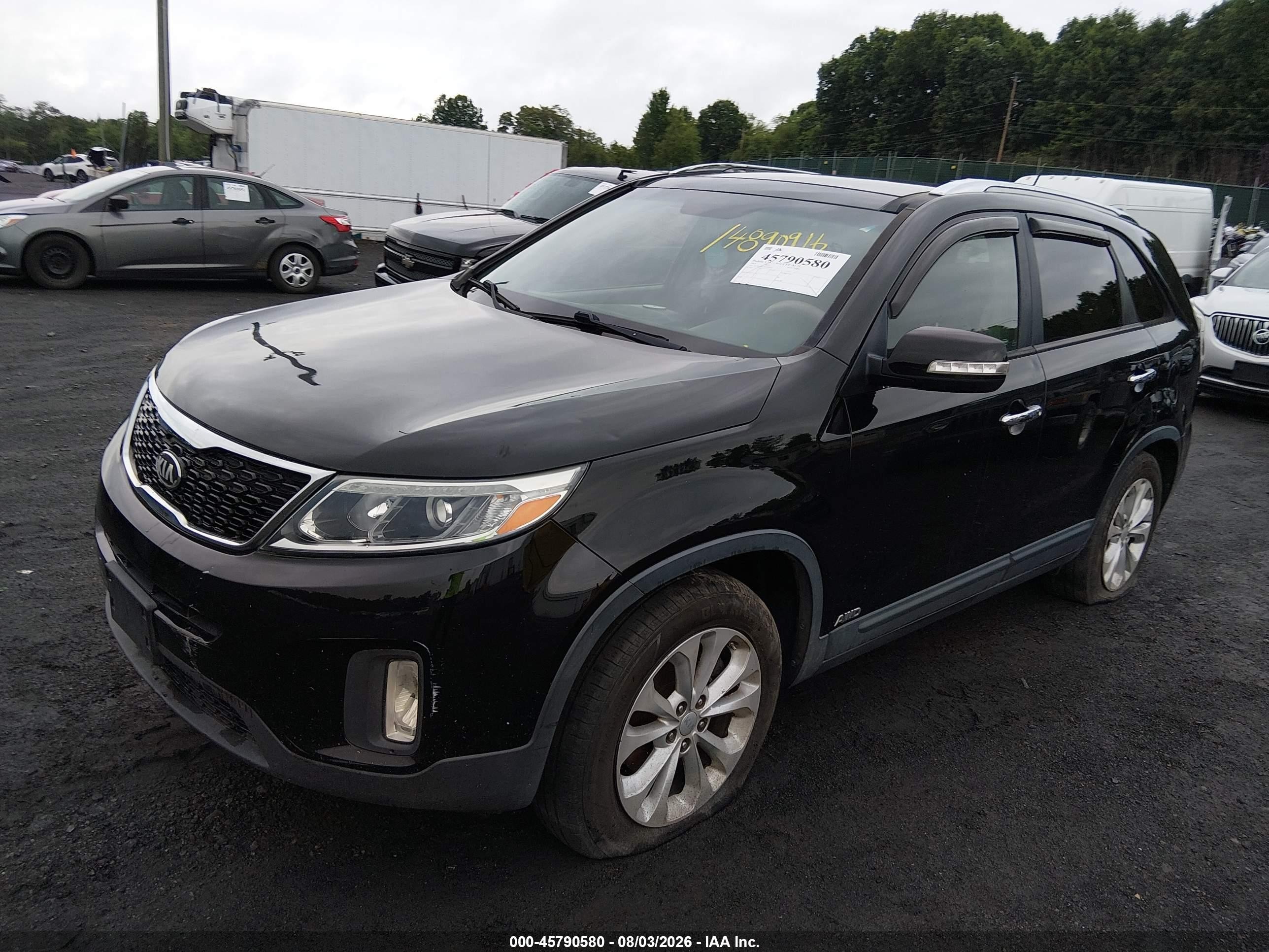 2014 Kia Sorento Ex V6 Black vin: 5XYKUDA75EG524939